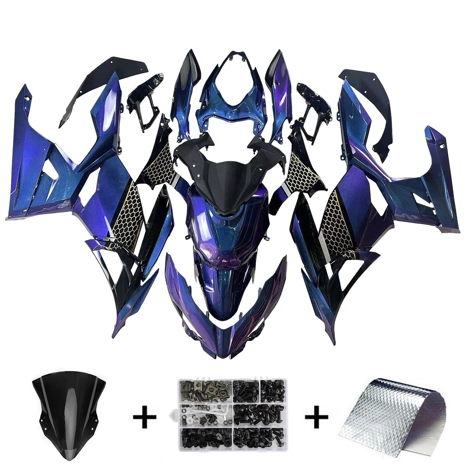 Amotopart kawasaki ex400 ninja400 2018-2023 komplet poštenosti corrier plastični abs