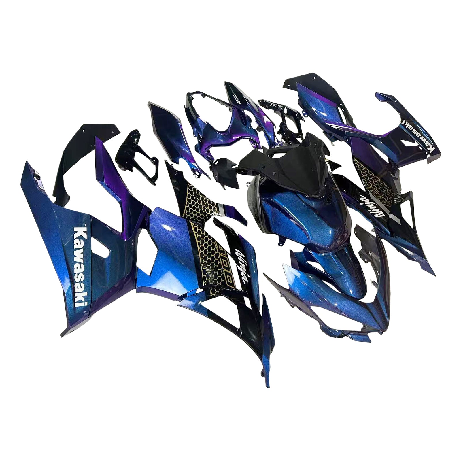 Amotopart Kawasaki EX400 Ninja400 2018-2023 Kit de carénage Carrosserie Plastique ABS