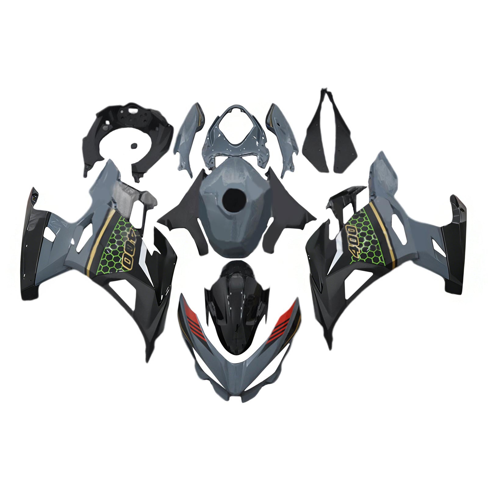 Amotopart Kawasaki EX400 Ninja400 2018-2023 Kit de carénage Carrosserie Plastique ABS