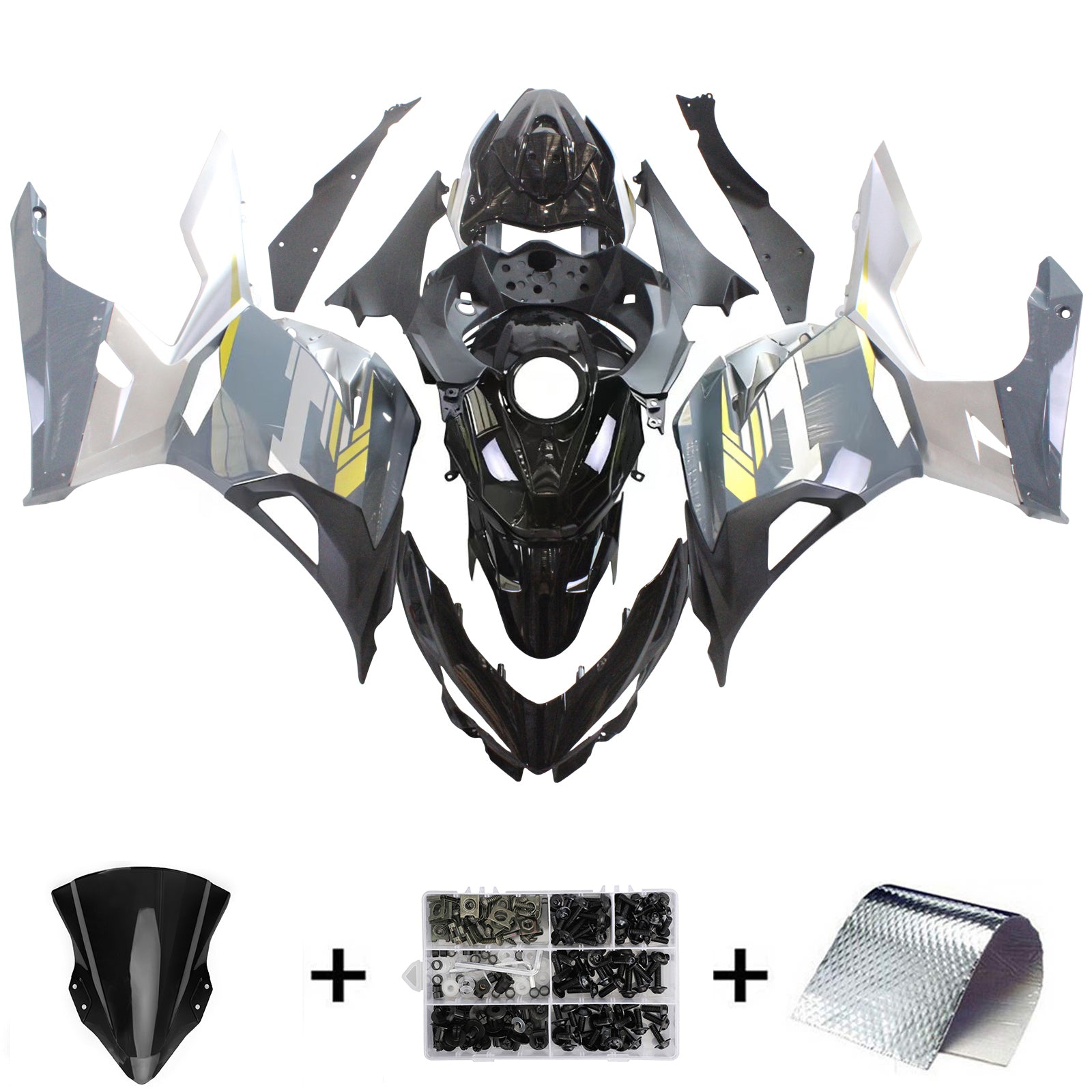 Amotopart Kawasaki EX400/Ninja400 2018-2023 Kit Carénage Carrosserie Plastique ABS