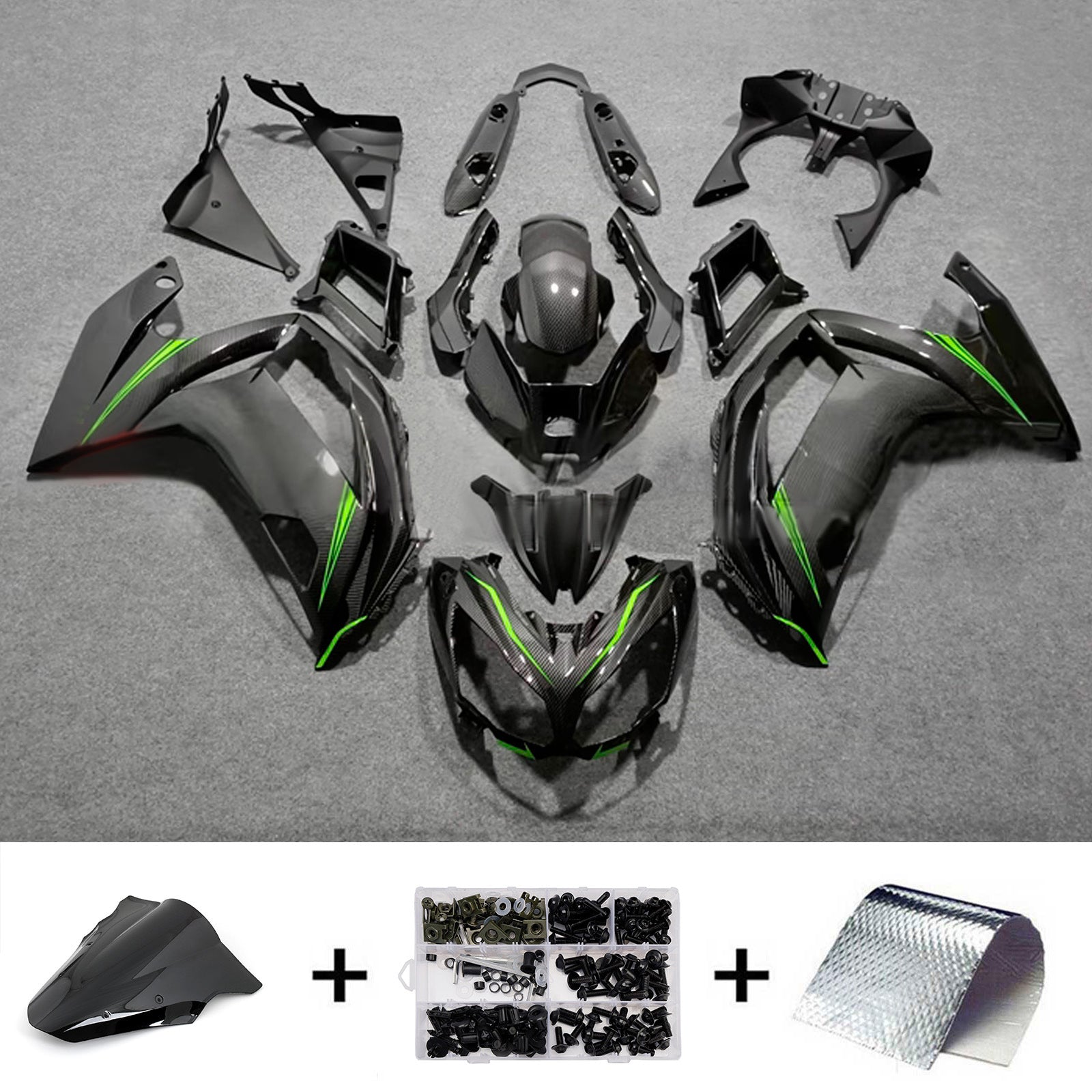 Kit de carénage injecté en plastique ABS compatible avec Kawasaki ER-6F Ninja650 2012-2016