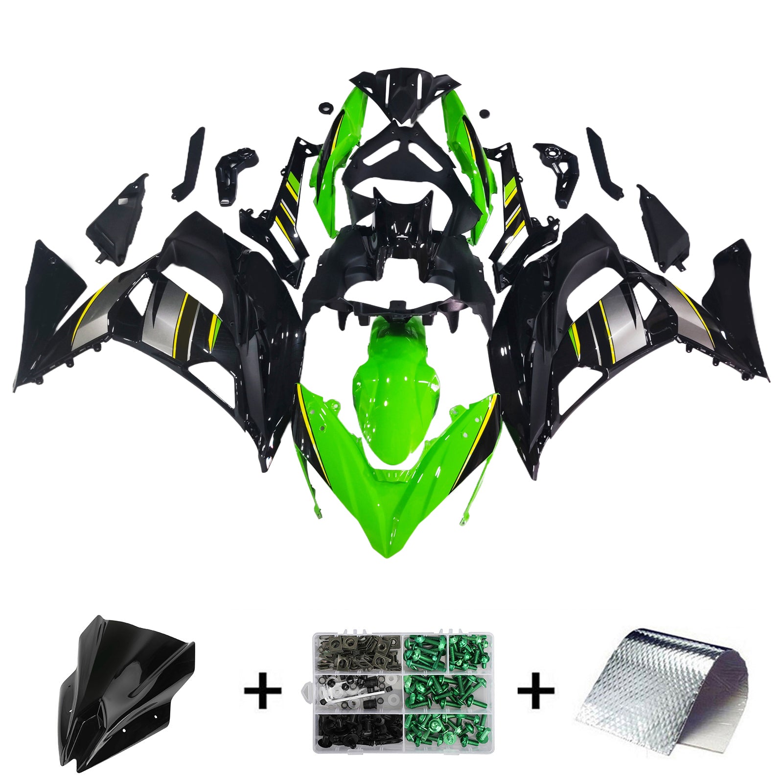 Amotopart Kit Carénage Kawasaki ER6F/Ninja650R 2017-2019 Carrosserie Plastique ABS