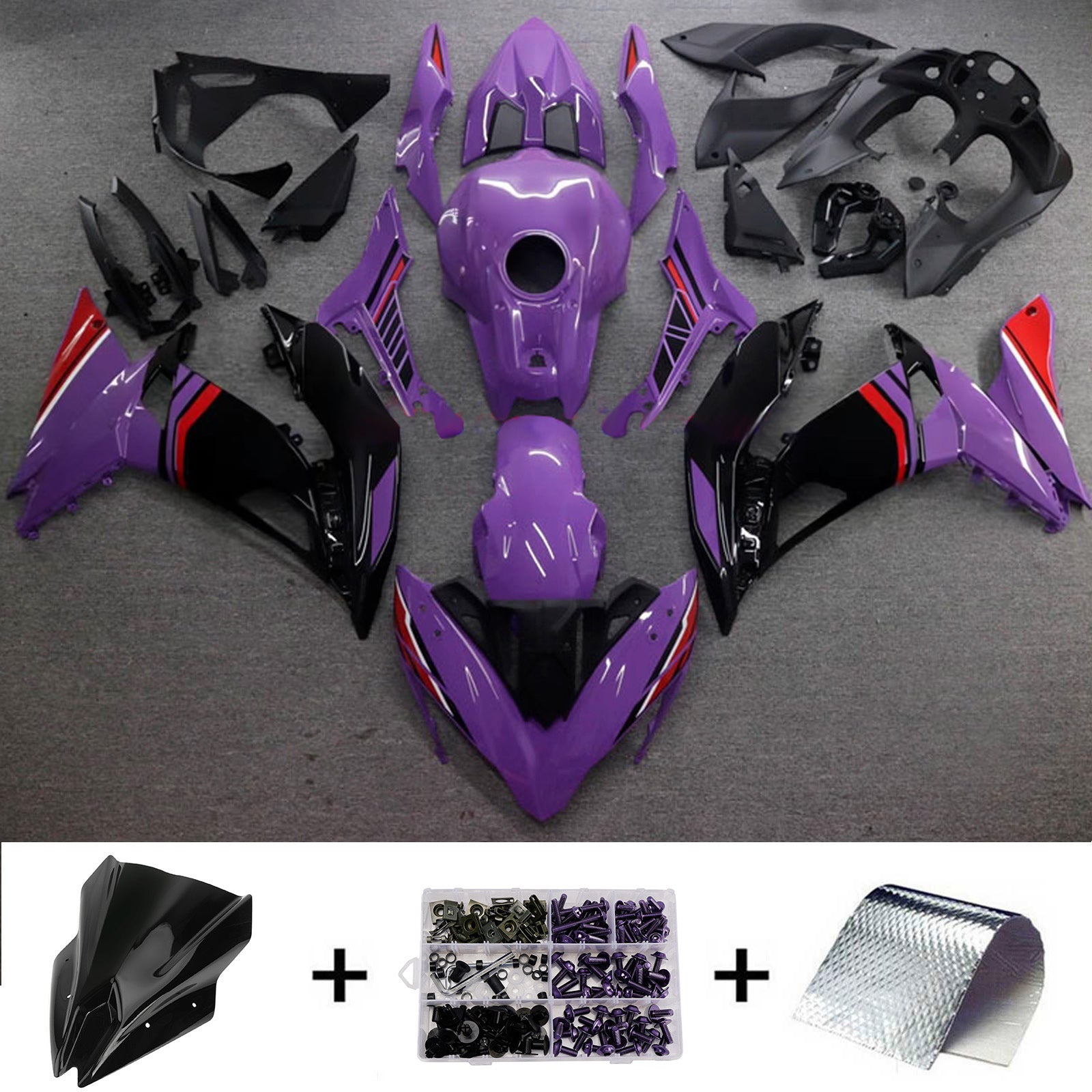 Kit de carénage injecté en plastique ABS compatible avec Kawasaki ER-6F Ninja650R 2017-2019