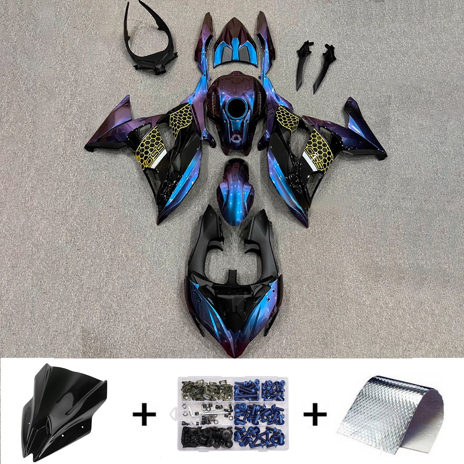 Kit de carénage injecté en plastique ABS compatible avec Kawasaki ER-6F Ninja650R 2017-2019