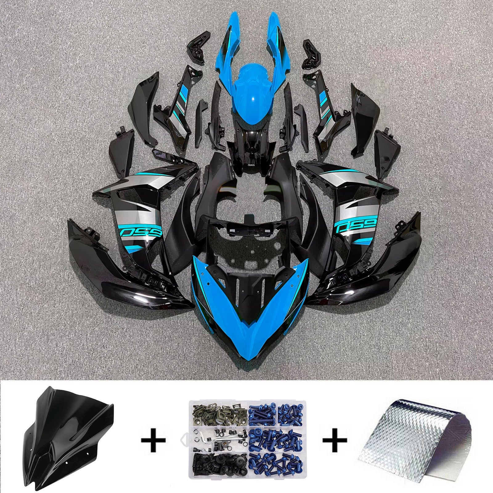 Kit de carénage injecté en plastique ABS compatible avec Kawasaki ER-6F Ninja650R 2017-2019