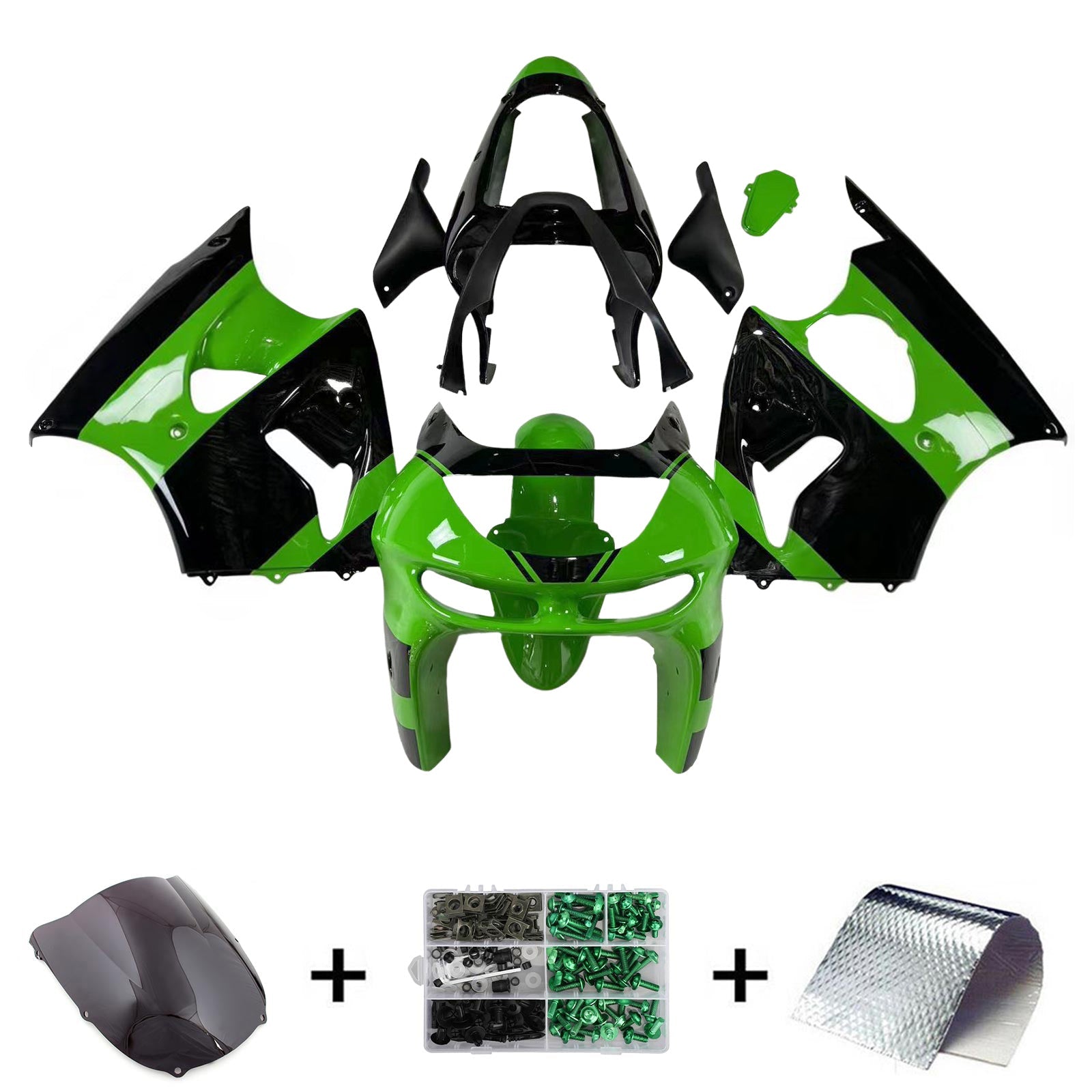 Amotopart Kawasaki ZX6R 1998-1999 Kit Carénage Carrosserie Plastique ABS