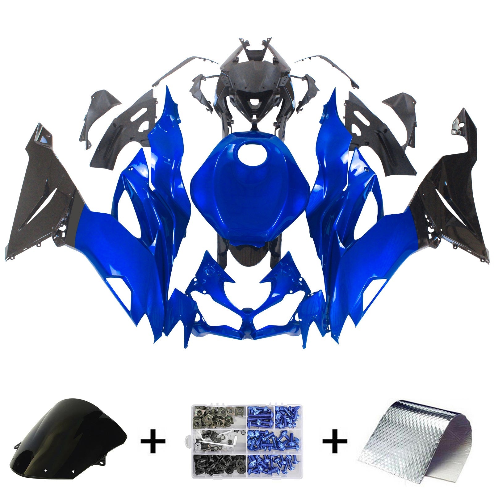 Amotopart Kawasaki ZX6R 2019-2023 Kit Carénage Carrosserie Plastique ABS