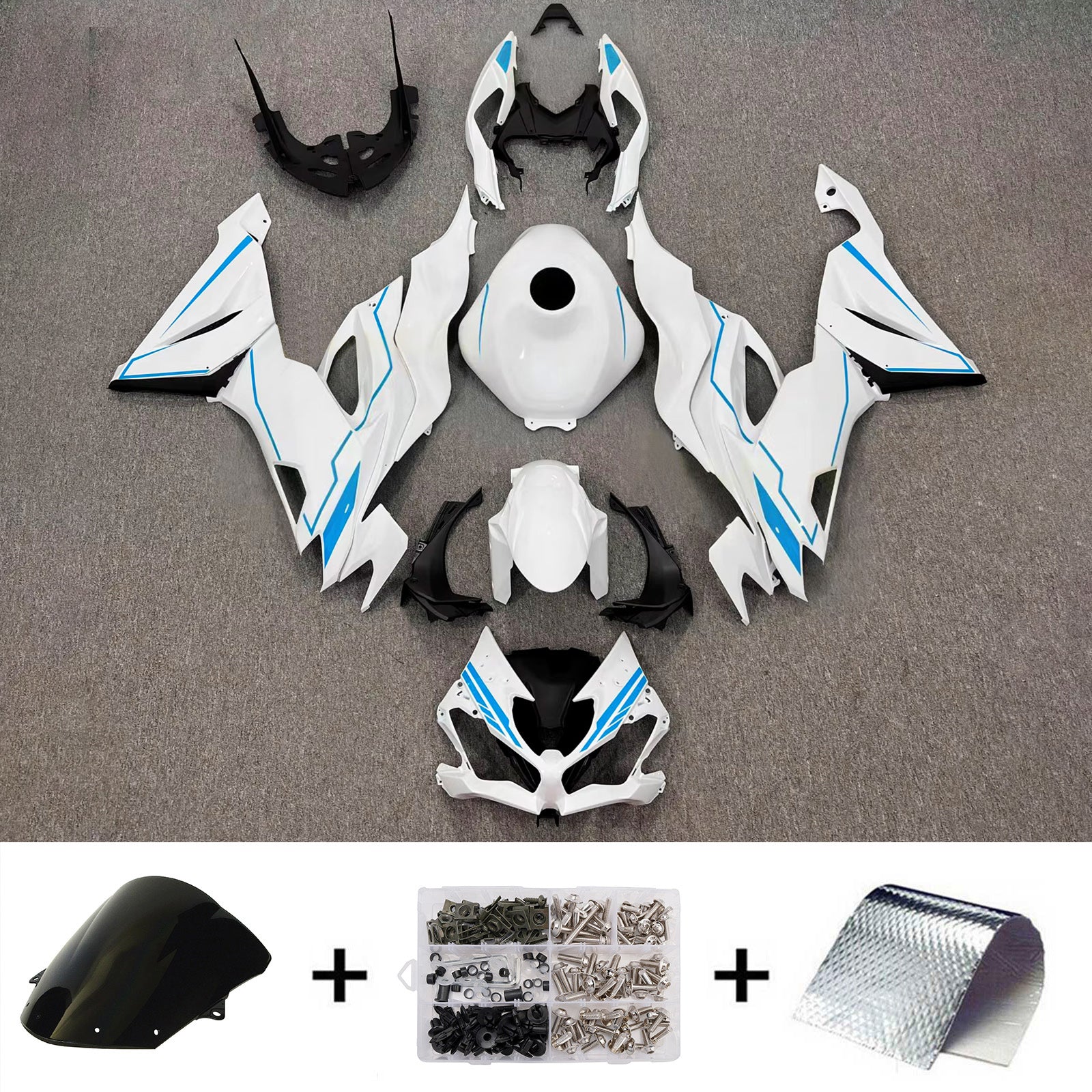 Kit de carénage injecté en plastique ABS compatible avec Kawasaki ZX6R 2019-2023