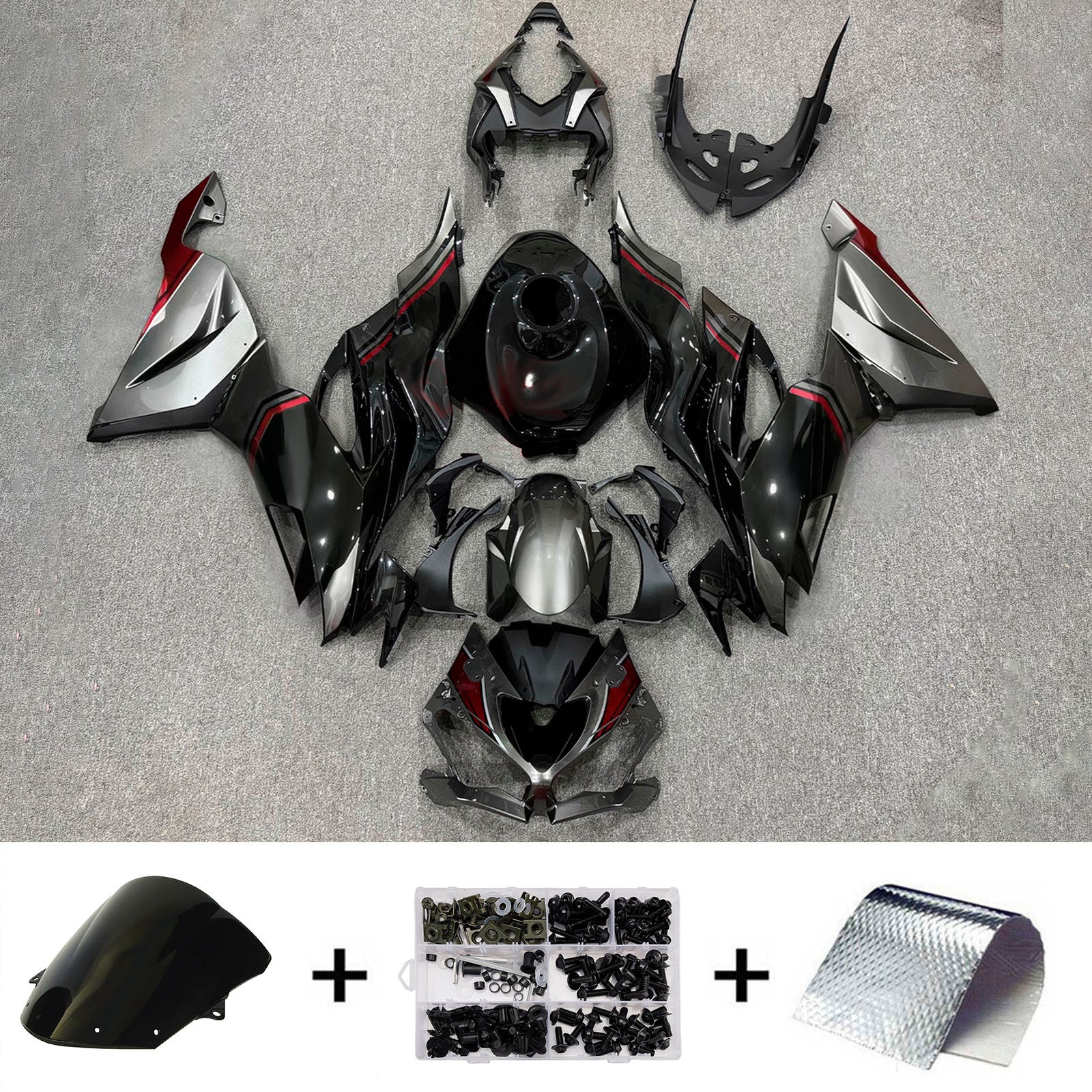 Kit de carénage injecté en plastique ABS compatible avec Kawasaki ZX6R 2019-2023