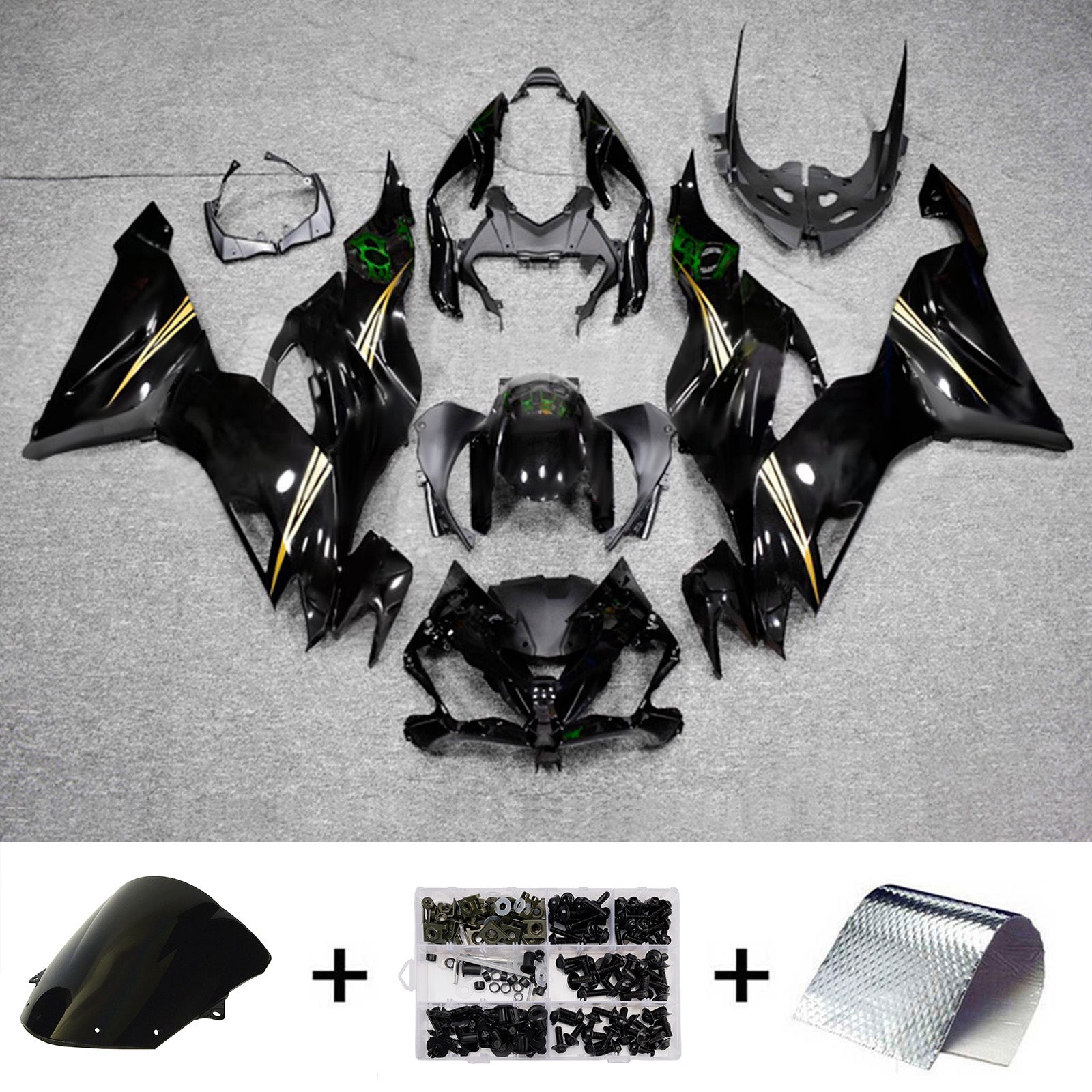 Kit de carénage injecté en plastique ABS compatible avec Kawasaki ZX6R 2019-2023