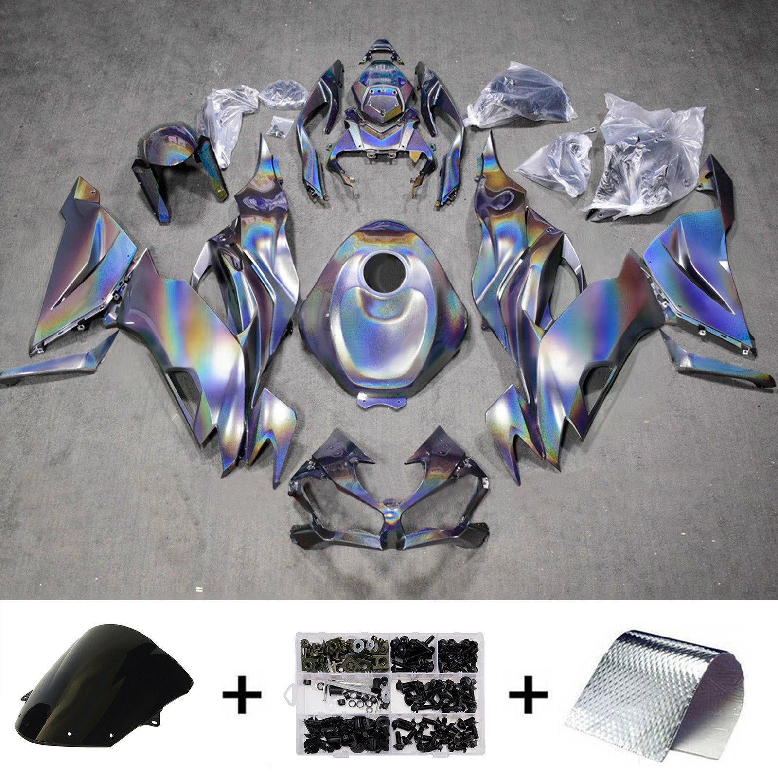 Kit de carénage injecté en plastique ABS compatible avec Kawasaki ZX6R 2019-2023