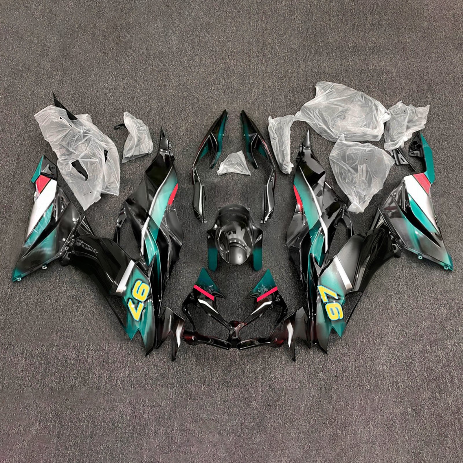 Komplet oklepa z vbrizgano ABS plastiko, združljiv s Kawasaki ZX6R 2019-2023
