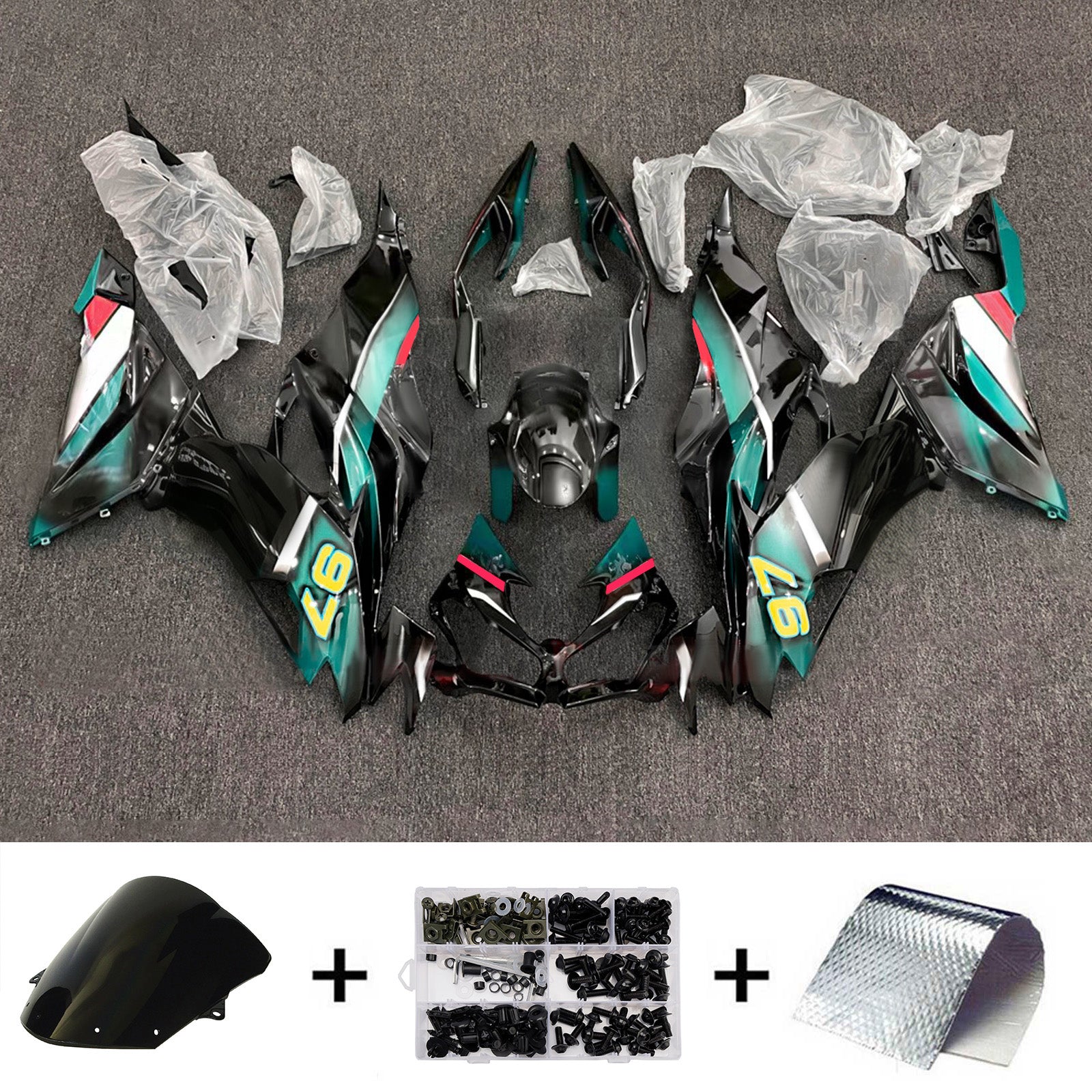 Komplet oklepa z vbrizgano ABS plastiko, združljiv s Kawasaki ZX6R 2019-2023