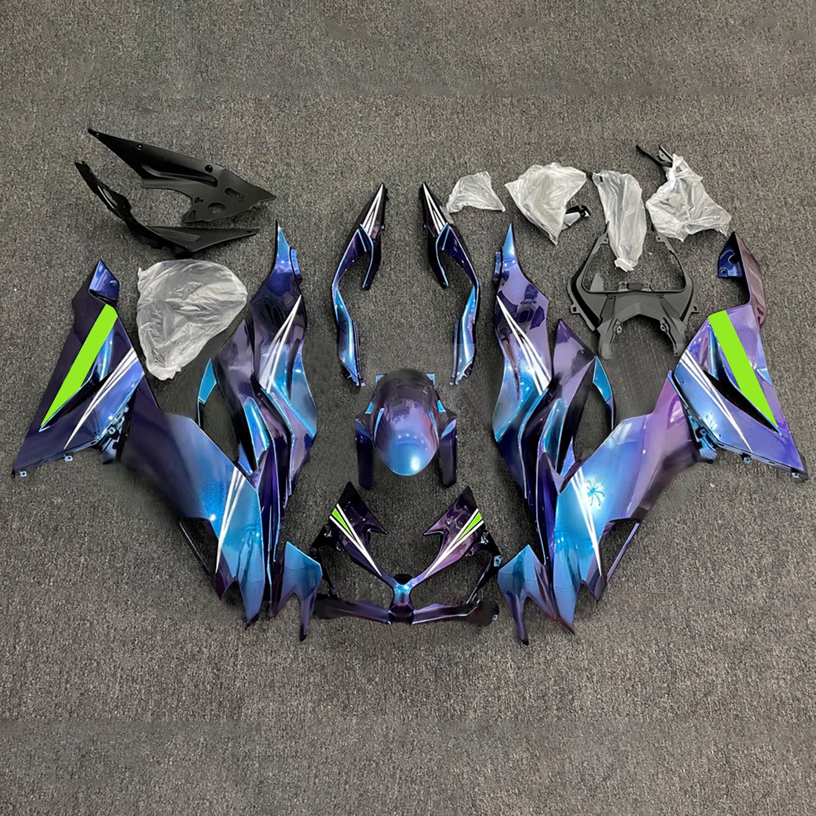 Kit de carénage injecté en plastique ABS compatible avec Kawasaki ZX6R 2019-2023