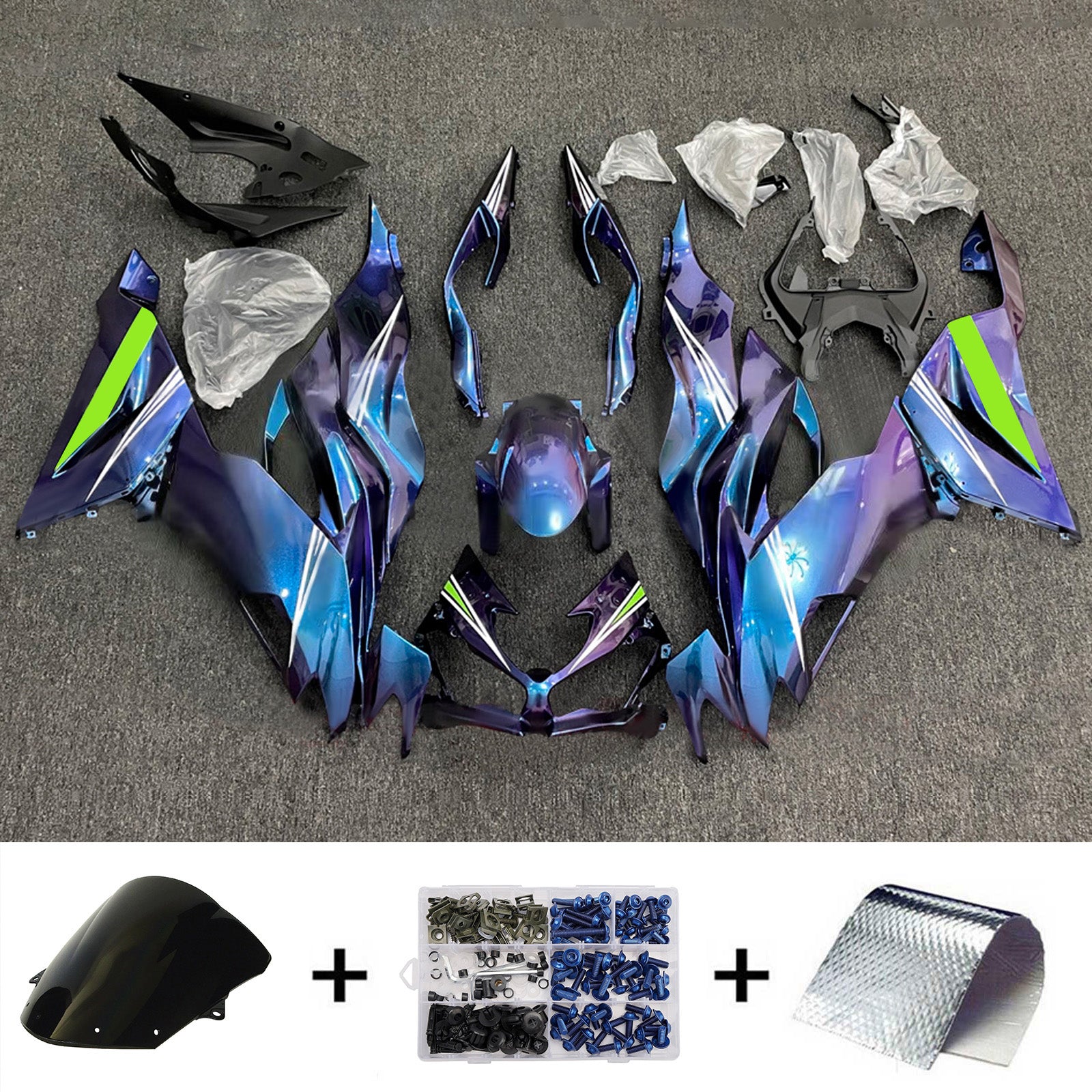 Kit de carénage injecté en plastique ABS compatible avec Kawasaki ZX6R 2019-2023