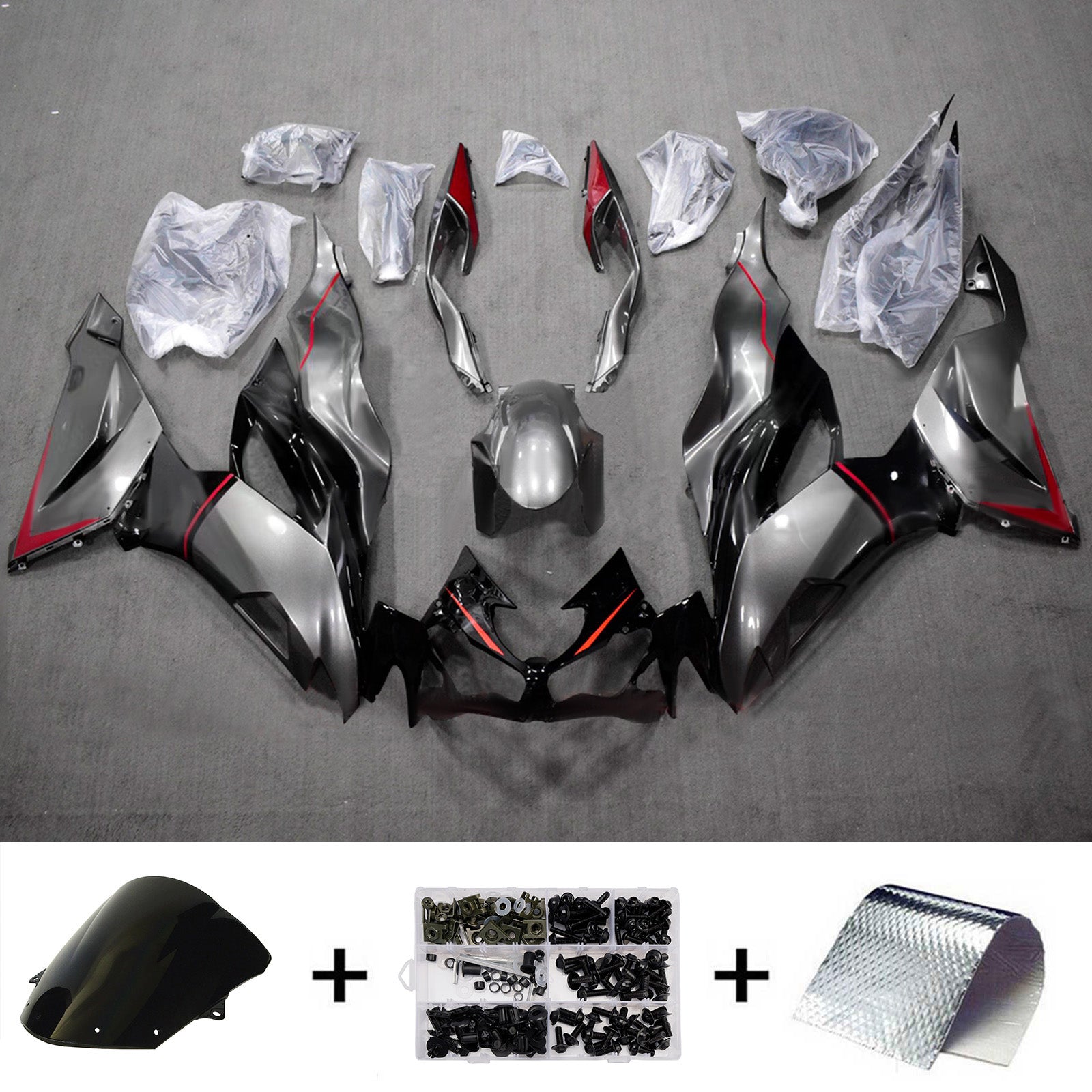 Komplet oklepa z vbrizgano ABS plastiko, združljiv s Kawasaki ZX6R 2019-2023