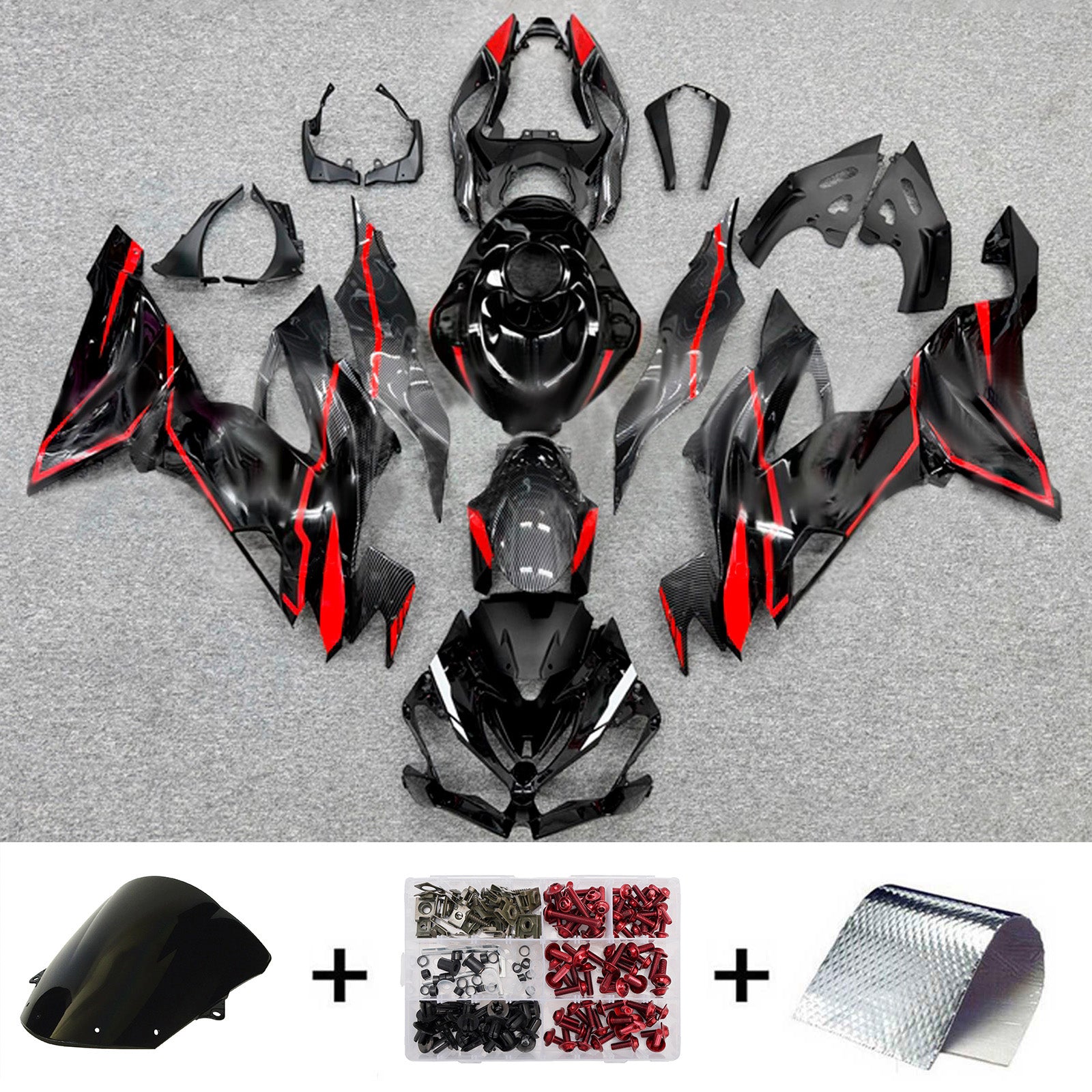 Kit de carénage injecté en plastique ABS compatible avec Kawasaki ZX6R 2019-2023