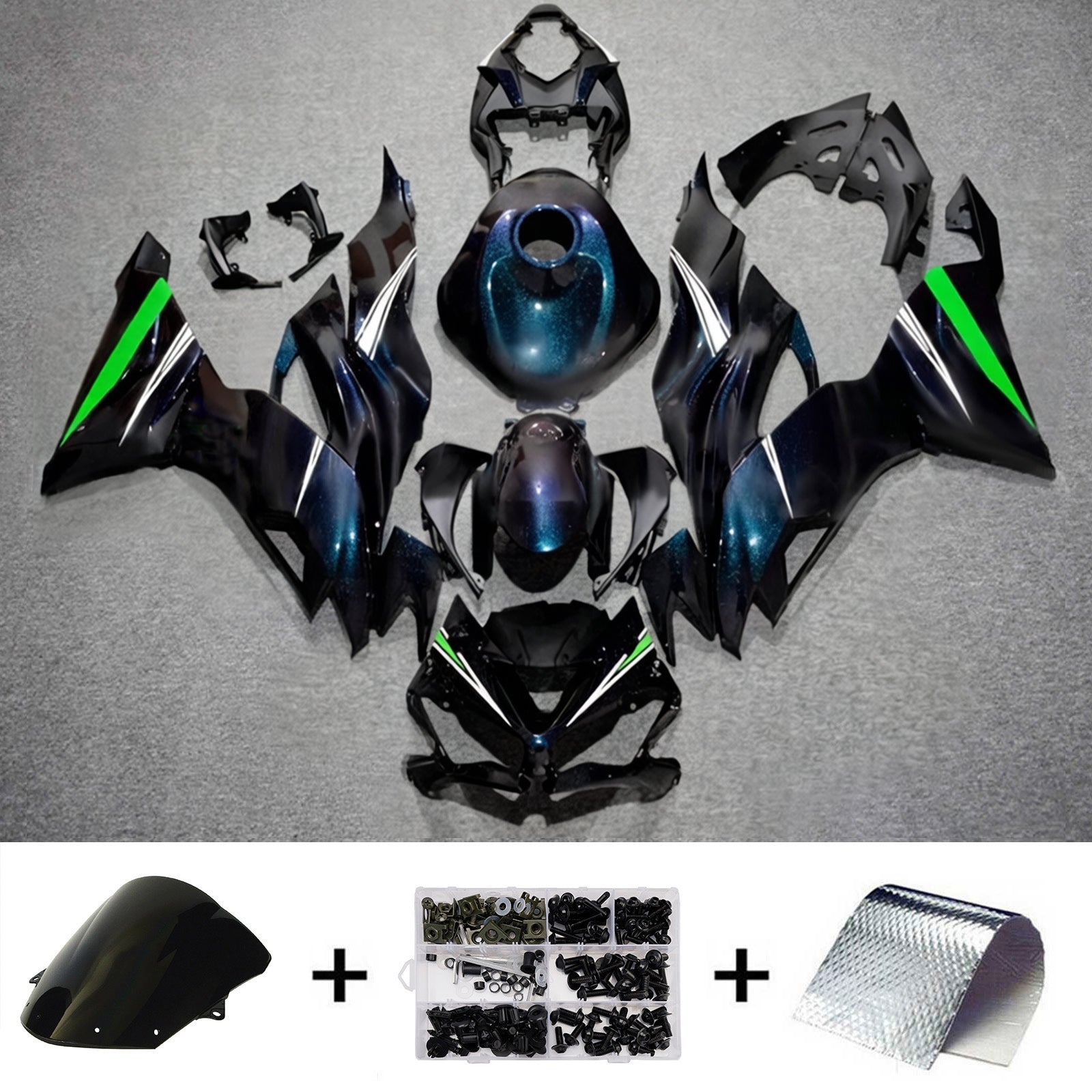 ABS-muovinen ruiskutettu suojasarja, yhteensopiva Kawasaki ZX6R 2019-2023 kanssa