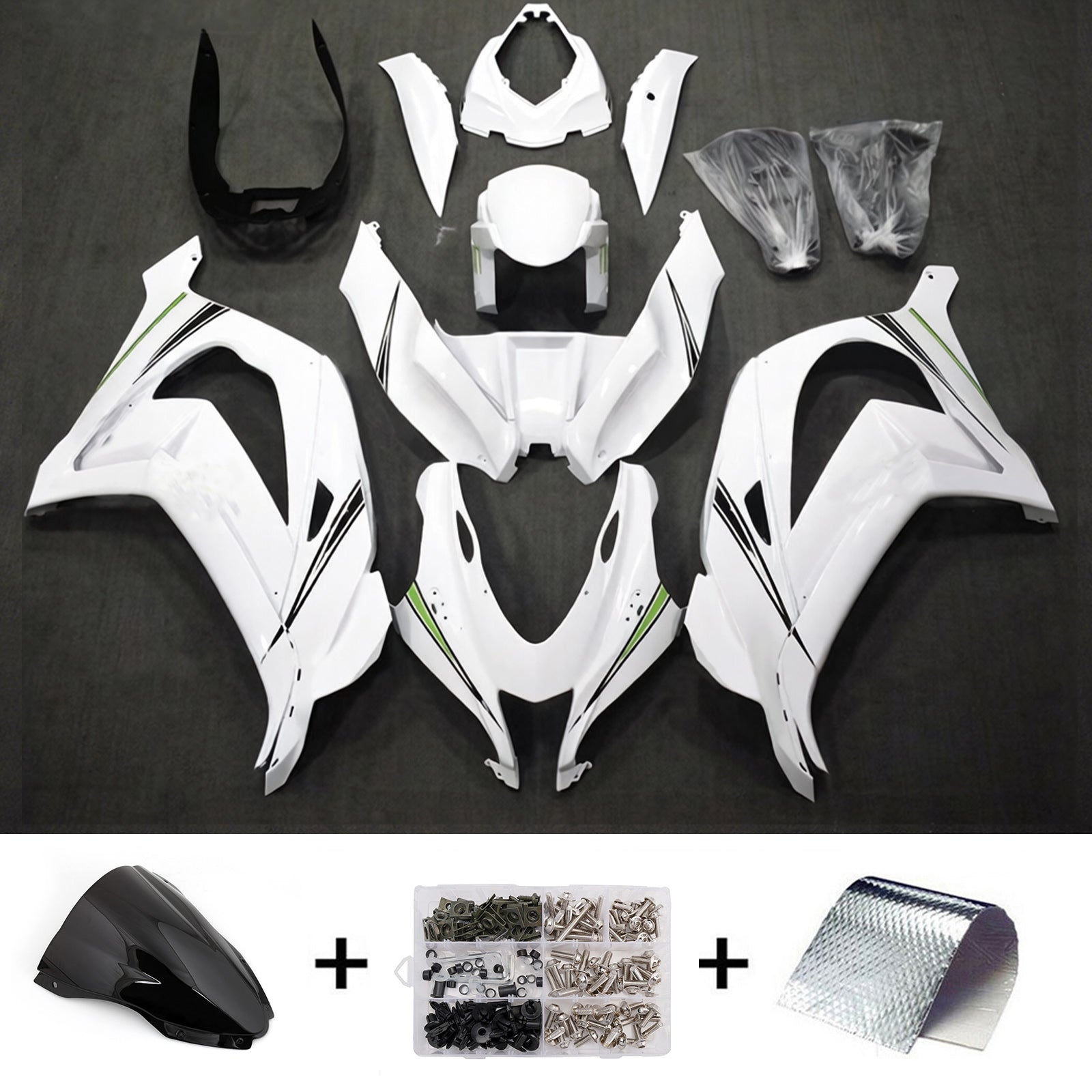 Kit de carénage injecté en plastique ABS compatible avec Kawasaki ZX10R 2016-2020