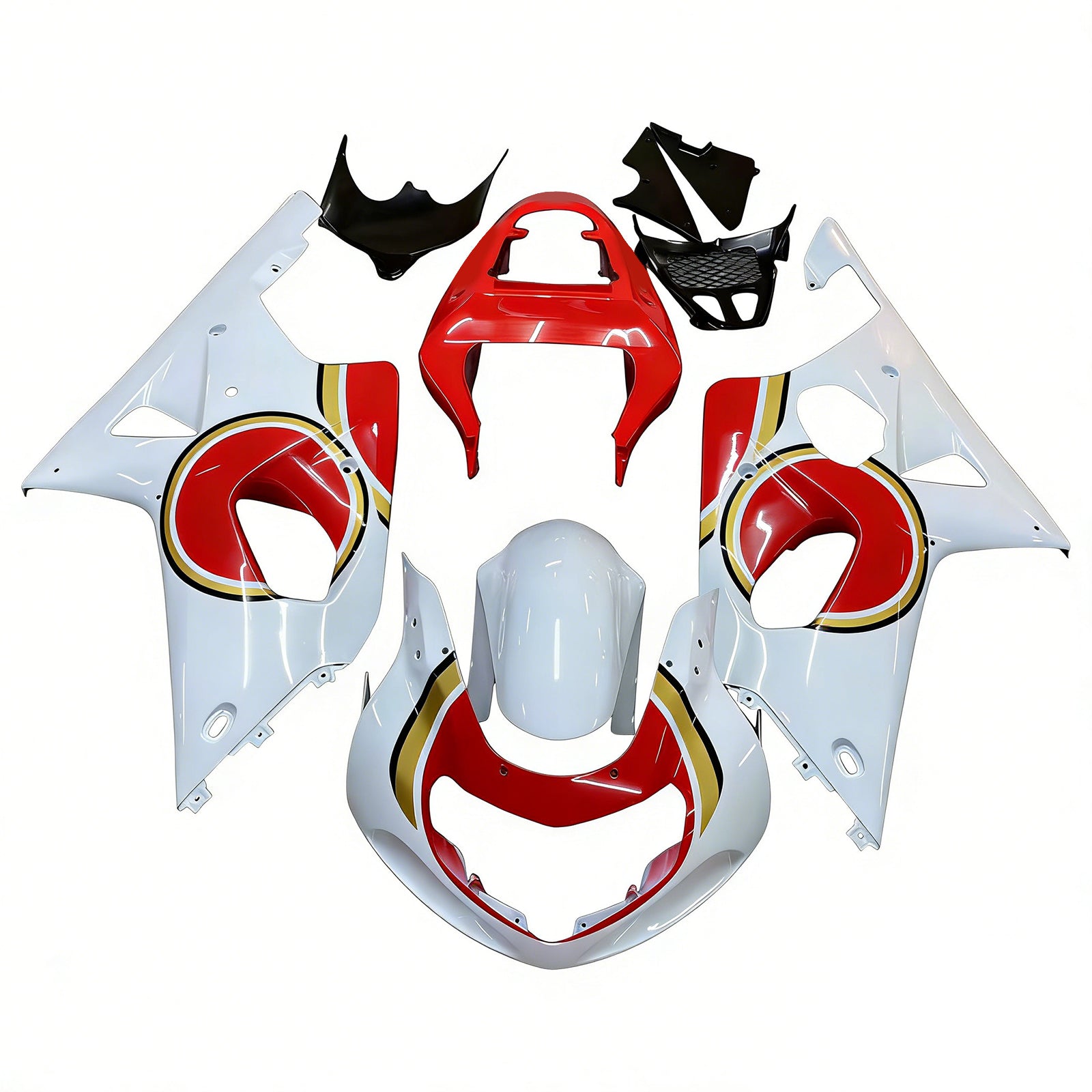 Amotopart Carénages 2000-2002 Suzuki GSXR 1000 White and Red Lucky Strike Generic