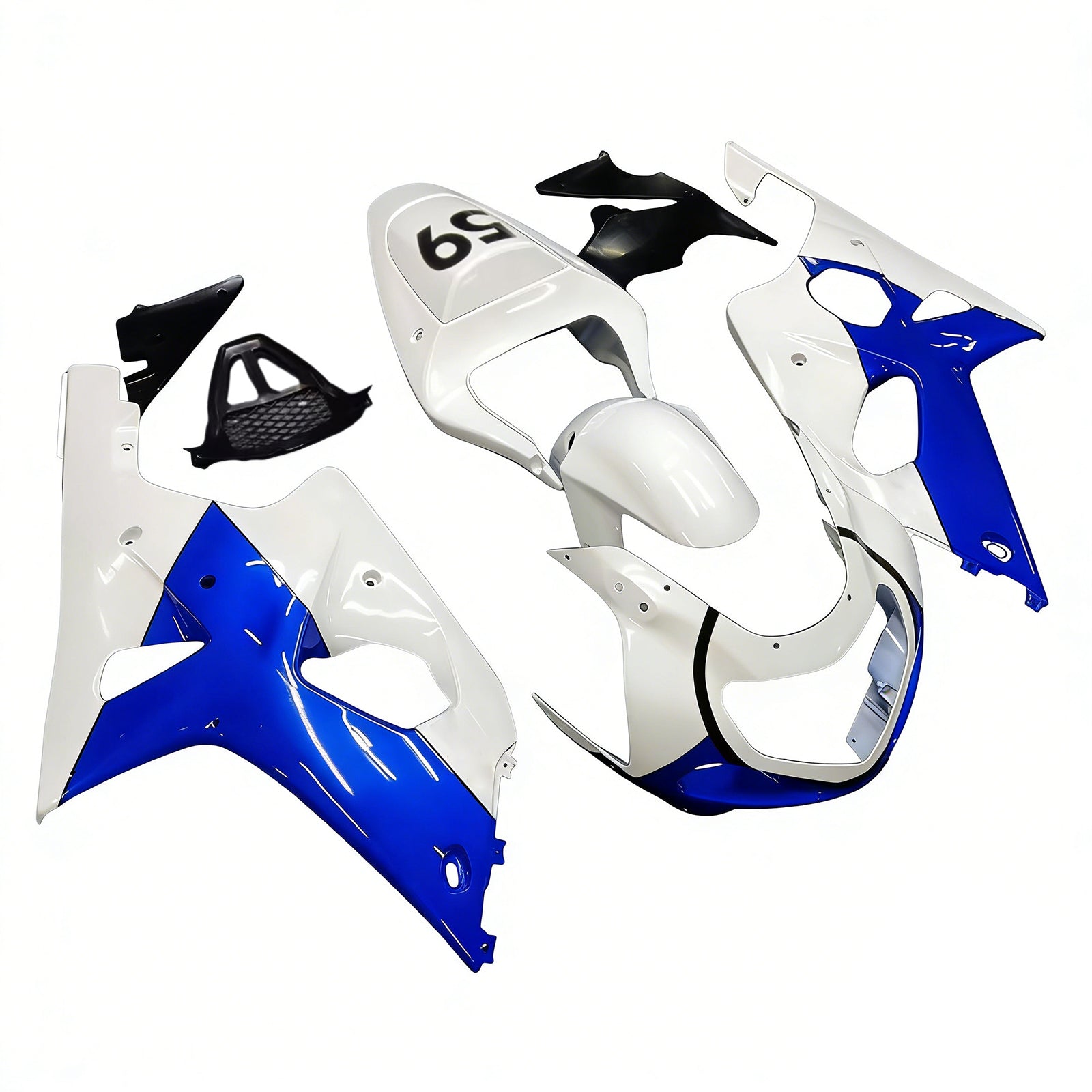 Carénages Amotopart 2000-2002 Suzuki GSXR 1000 Blanc &amp; Bleu Jordan Generic