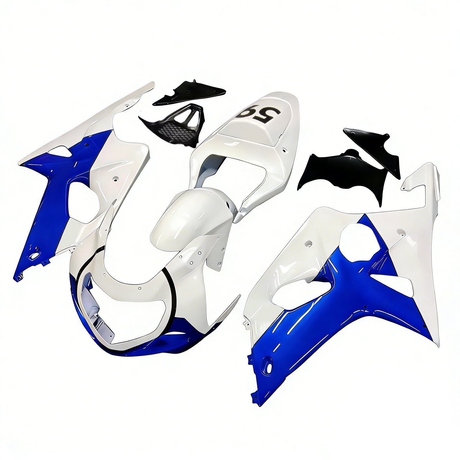 Carénages Amotopart 2000-2002 Suzuki GSXR 1000 Blanc &amp; Bleu Jordan Generic