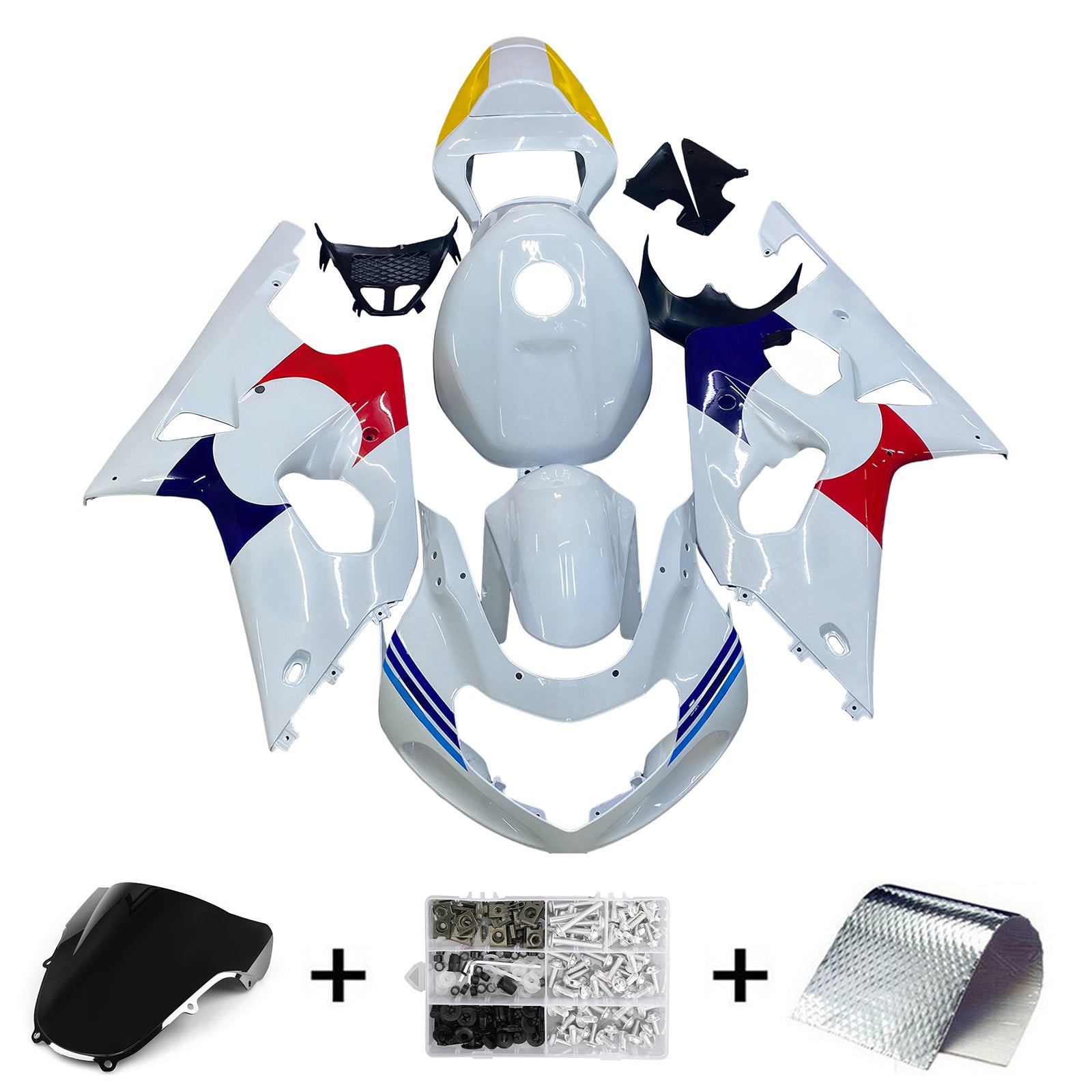 Amotopart Suzuki GSXR1000 2000-2002 K1 K2 Kit de carenado de carrocería de plástico ABS