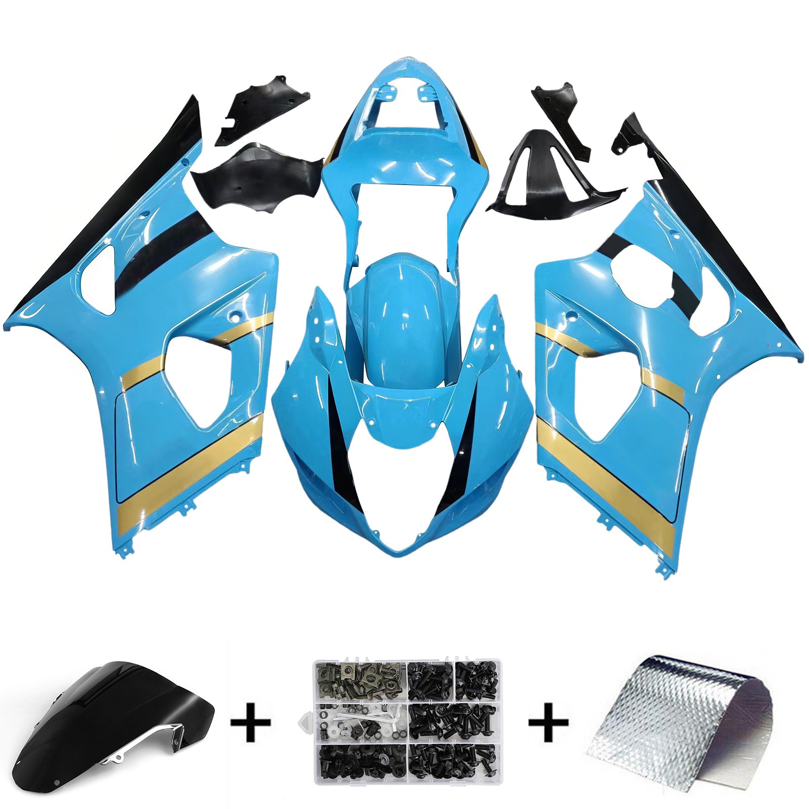 Amotopart stroomlijnkappen 2003-2004 Suzuki GSXR 1000 Blauw Rizla Suzuki Generiek
