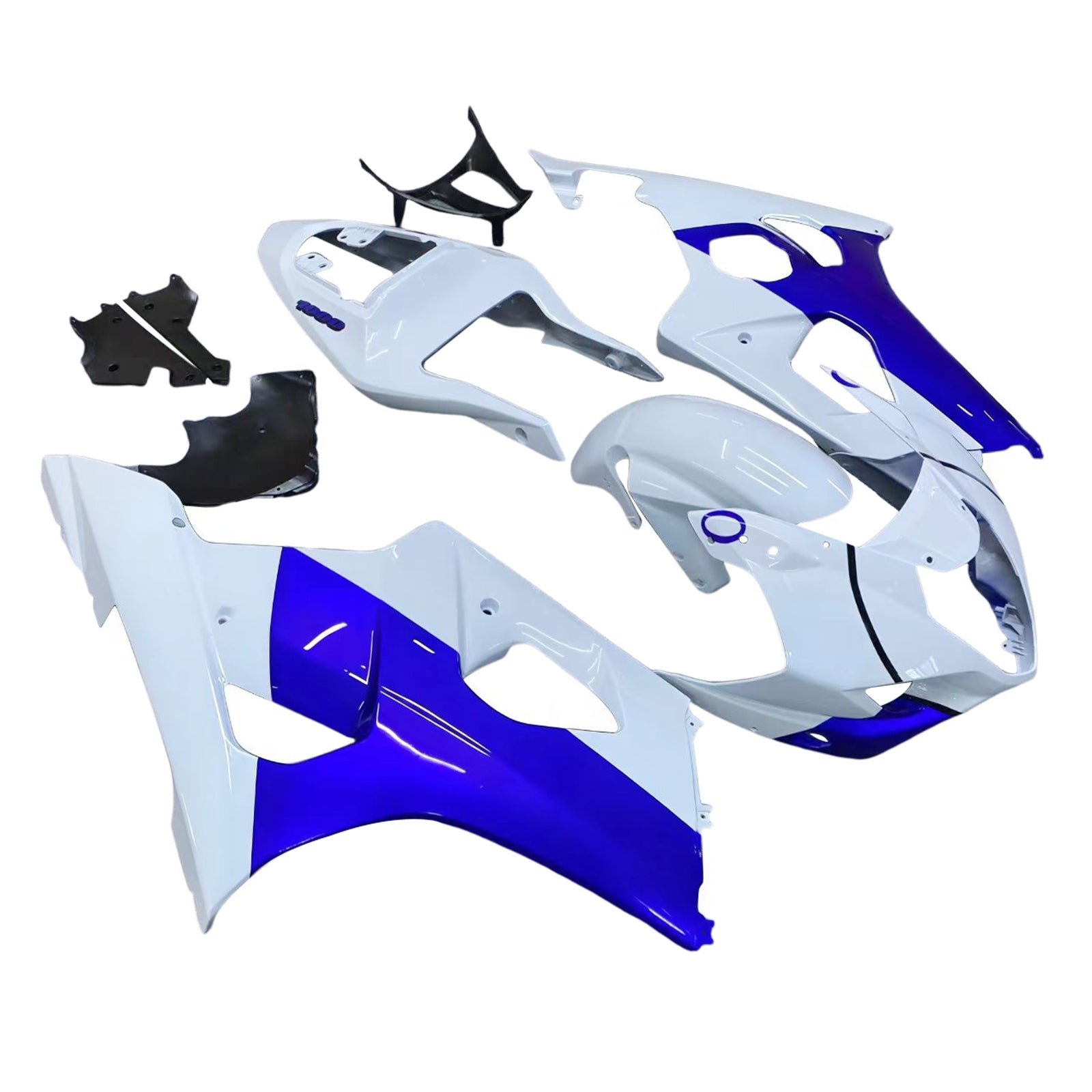Amotopart Carénages 2003-2004 Suzuki GSXR 1000 Blanc &amp; Bleu Jordan Generic