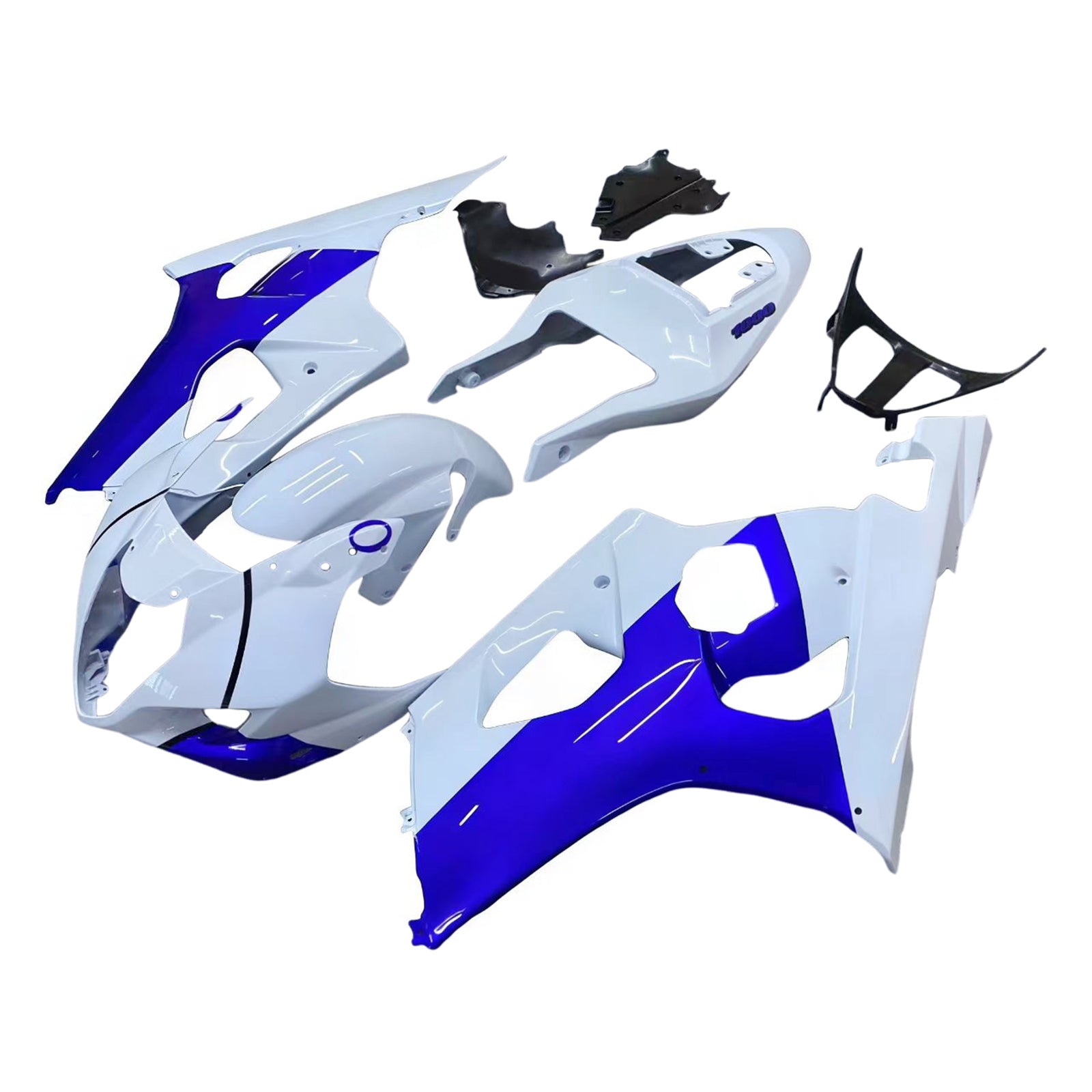 Amotopart Carénages 2003-2004 Suzuki GSXR 1000 Blanc &amp; Bleu Jordan Generic