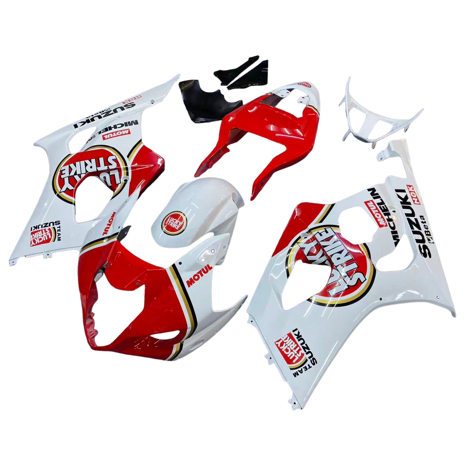 Owiewki Amotopart 2003-2004 Suzuki GSXR 1000 biało-czerwone Lucky Strike Generic