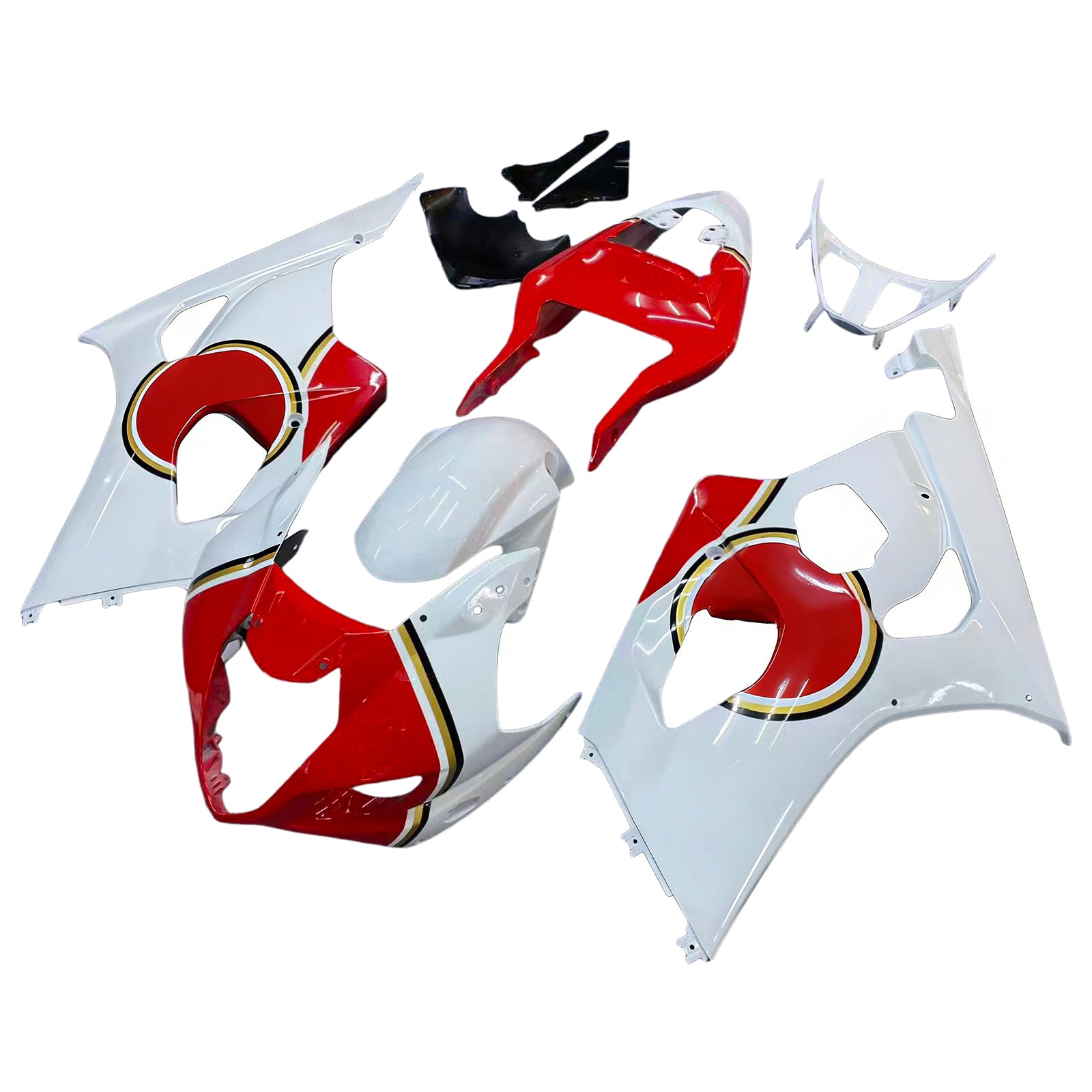 Carénages Amotopart 2003-2004 Suzuki GSXR 1000 Blanc et Rouge Lucky Strike Generic