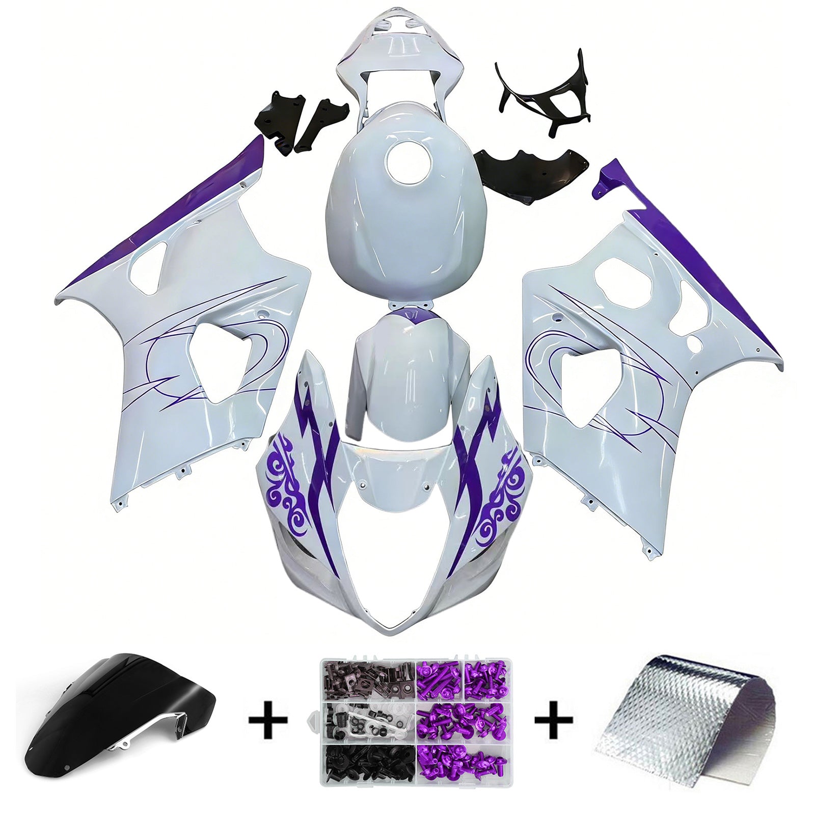 Amotopart Suzuki GSXR1000 2003-2004 K3 Kit Carénage Carrosserie Plastique ABS