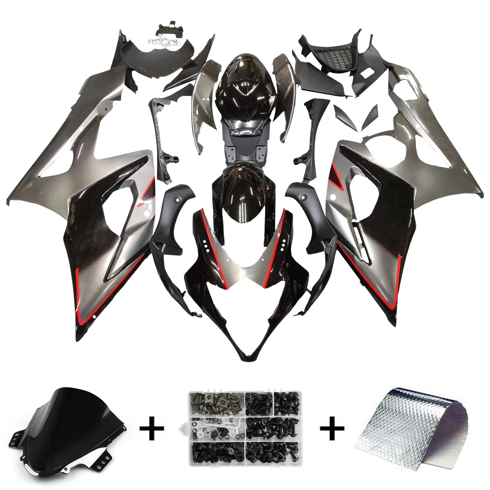 Carene Amotopart 2005-2006 Suzuki GSXR 1000 Argento e Nero GSXR Generico