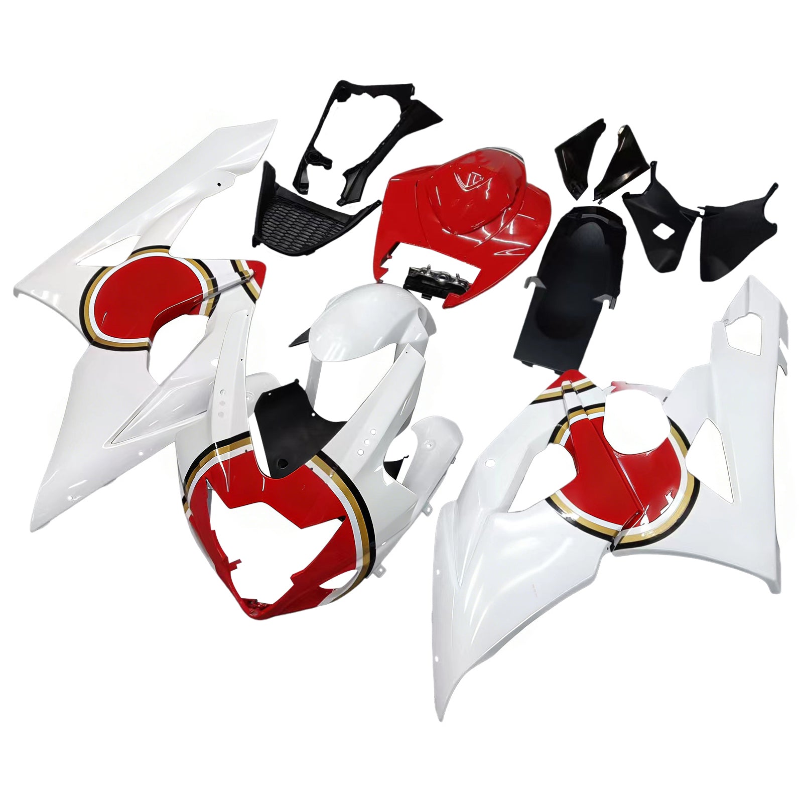 Amotopart Carénages 2005-2006 Suzuki GSXR 1000 Blanc &amp; Rouge Lucky Strike Generic