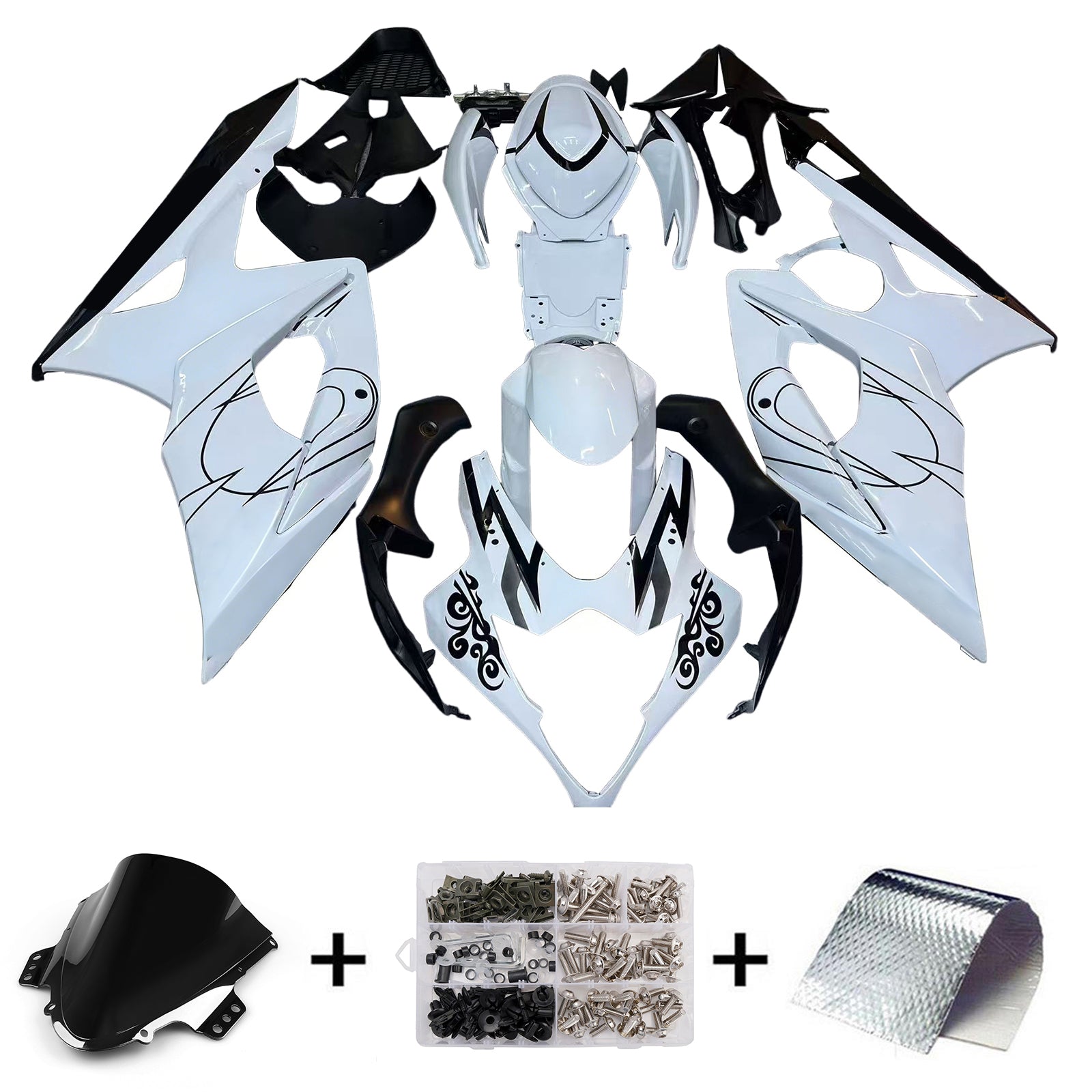 Carénages Amotopart 2005-2006 Suzuki GSXR 1000 Blanc Noir Alstare Generic