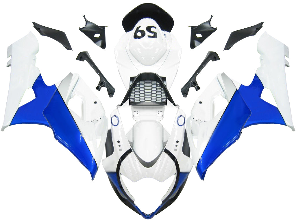 Amotopart Carénages 2005-2006 Suzuki GSXR 1000 Blanc &amp; Bleu Jordan Generic
