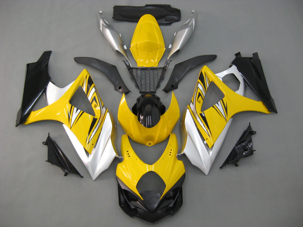 Carénages Amotopart 2007-2008 Suzuki GSXR 1000 Jaune &amp; Argent GSXR Generic