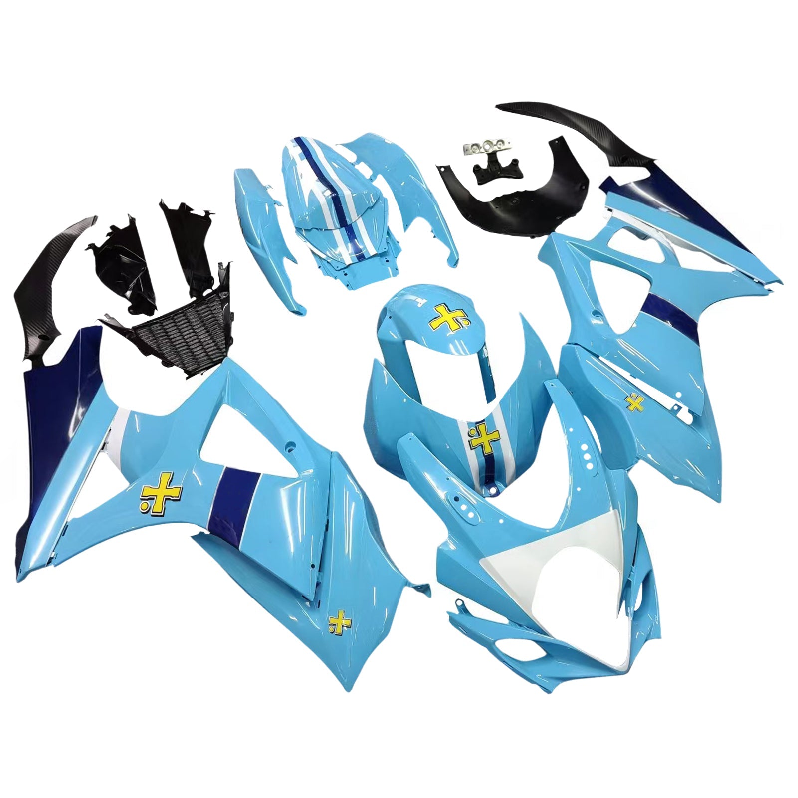 Carénages Amotopart 2007-2008 Suzuki GSXR 1000 Bleu Rizla Generic