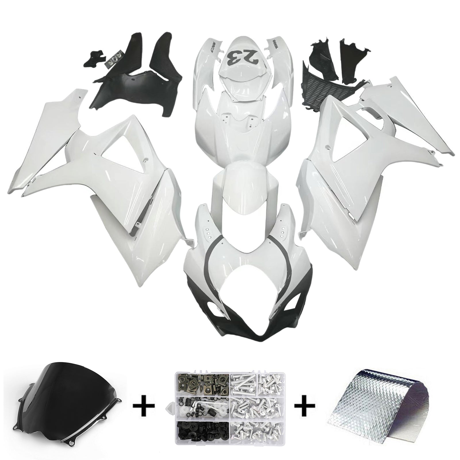 Carénages Amotopart 2007-2008 Suzuki GSXR 1000 Blanc Noir Jordan Generic