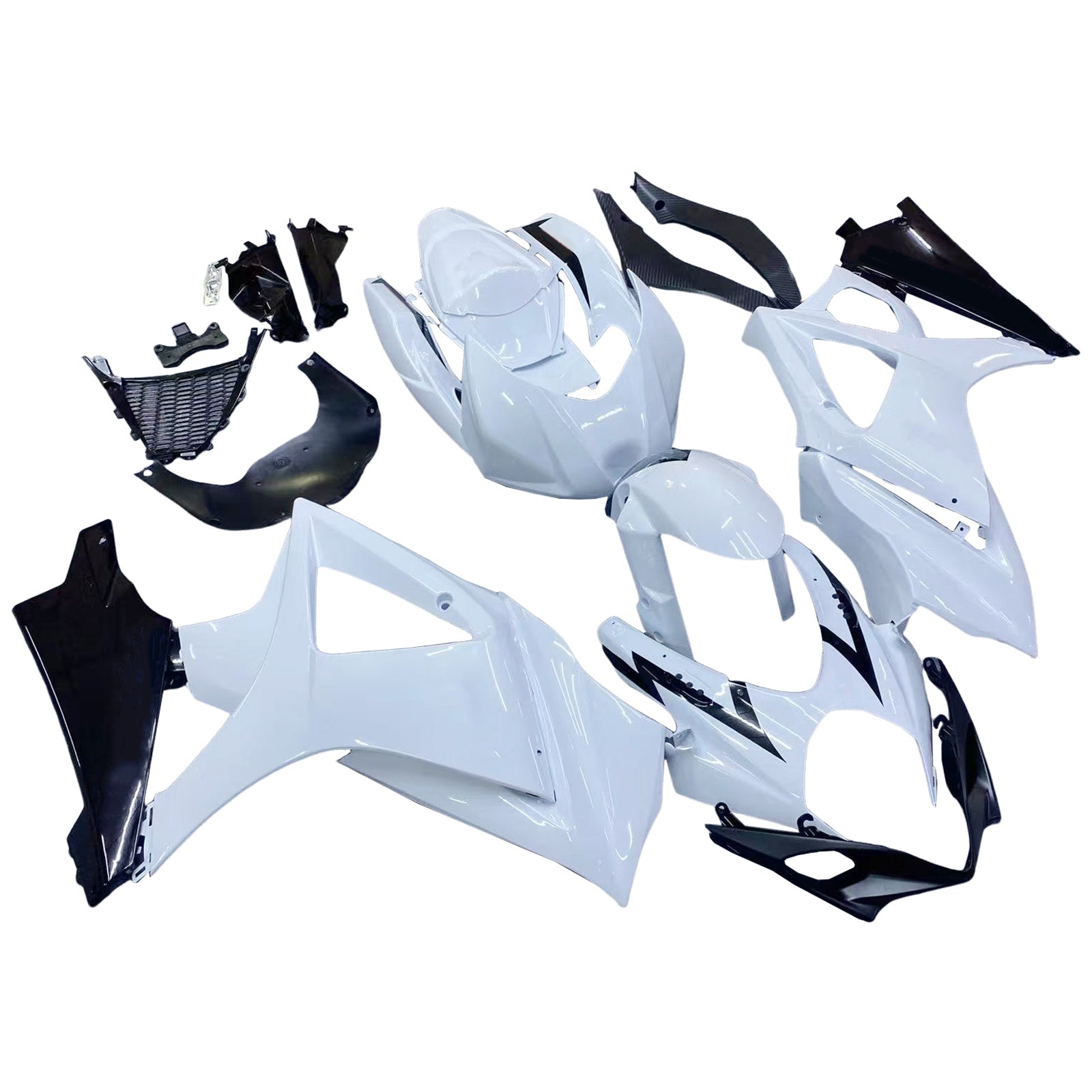 Amotopart Carénages 2007-2008 Suzuki GSXR 1000 Blanc &amp; Noir GSXR Generic