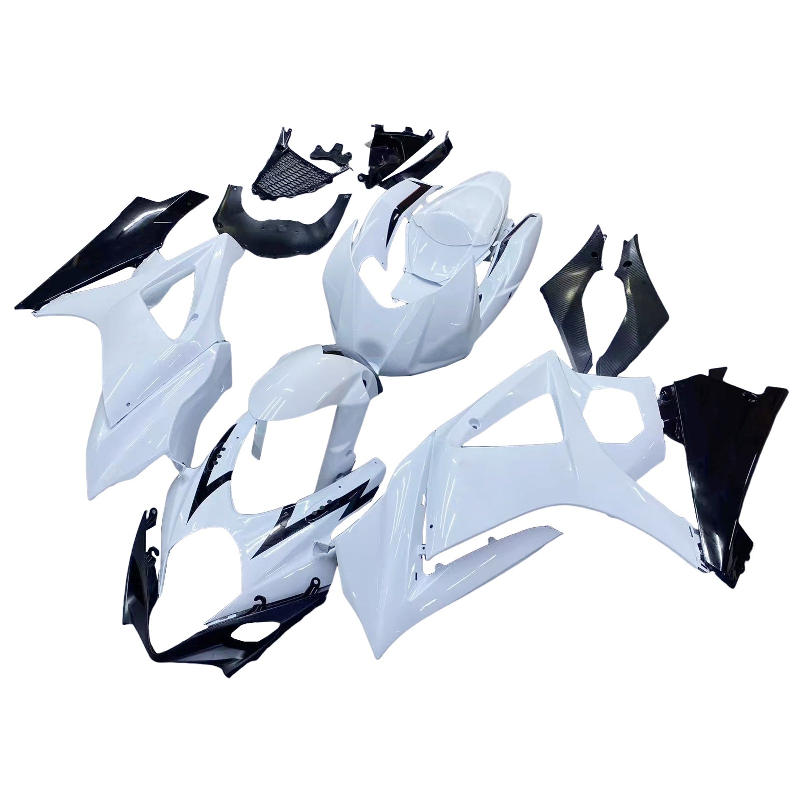 Amotopart Carénages 2007-2008 Suzuki GSXR 1000 Blanc &amp; Noir GSXR Generic