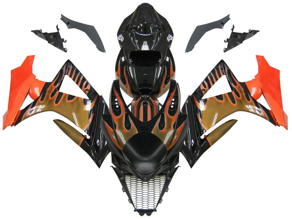 Carene Amotopart 2007-2008 Suzuki GSXR 1000 Nero e Arancione Oro Fiamma Generico