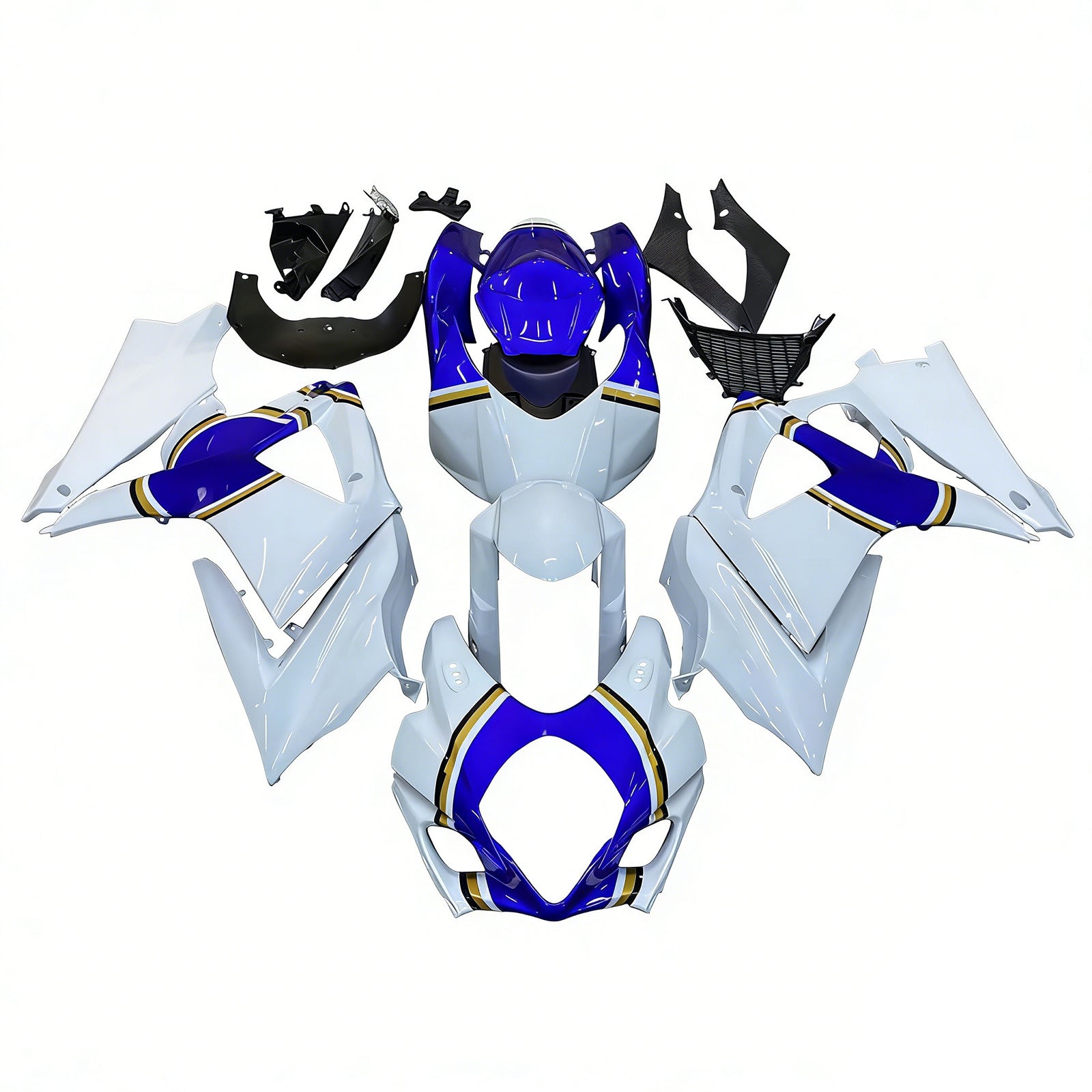 Amotopart Carénages 2007-2008 Suzuki GSXR 1000 Blanc &amp; Bleu Lucky Strike Generic