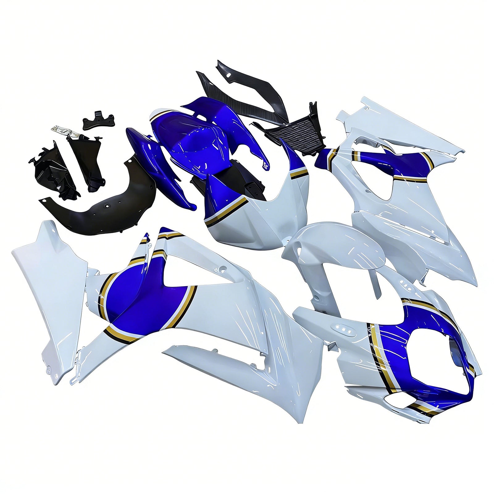 Amotopart Carénages 2007-2008 Suzuki GSXR 1000 Blanc &amp; Bleu Lucky Strike Generic