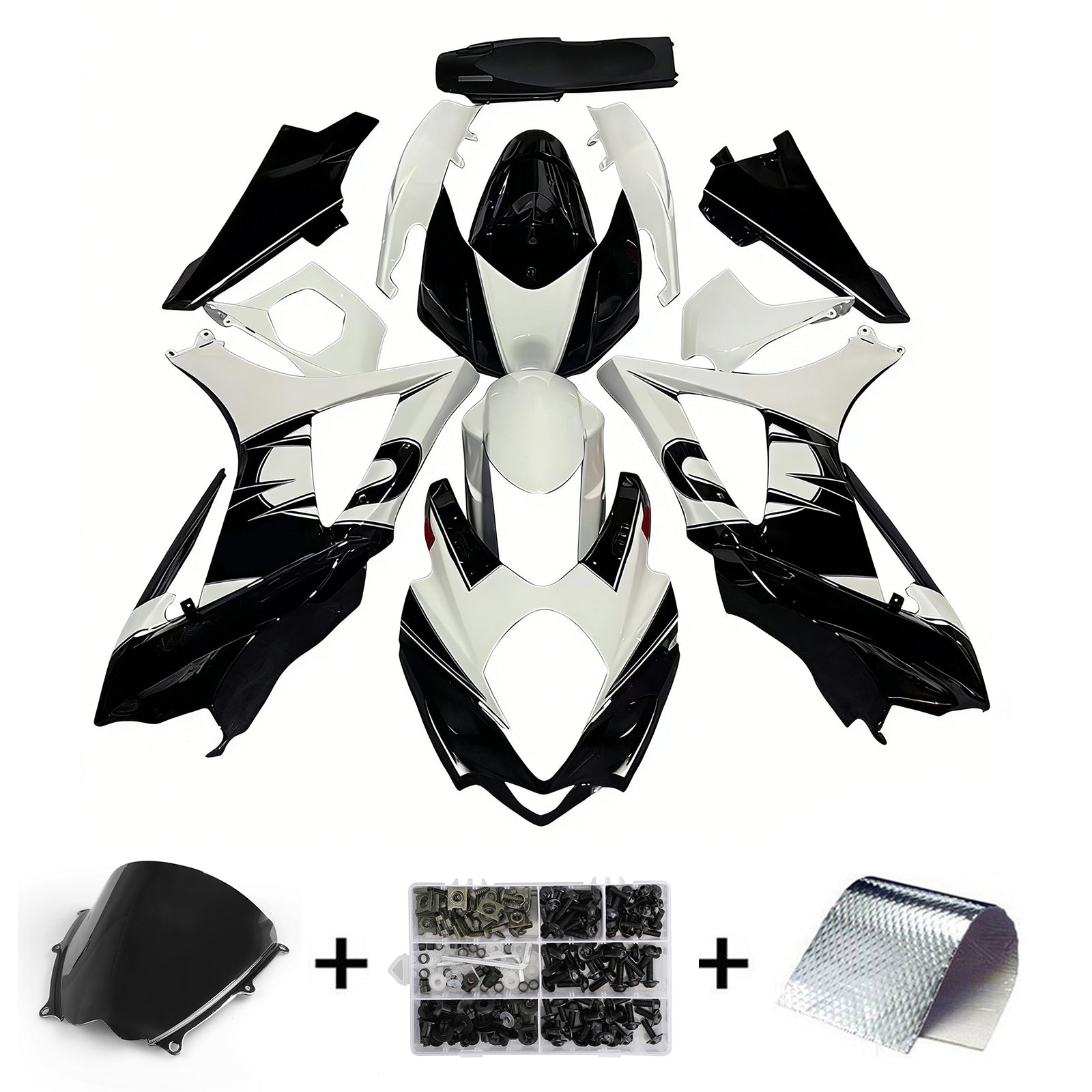 Carénages Amotopart 2007-2008 Suzuki GSXR 1000 Noir &amp; Blanc GSXR Generic