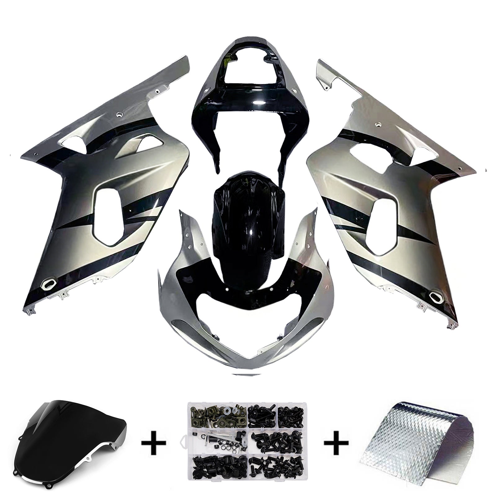 Carénages Amotopart 2001-2003 Suzuki GSXR 600 Argent 2 tons GSXR Generic