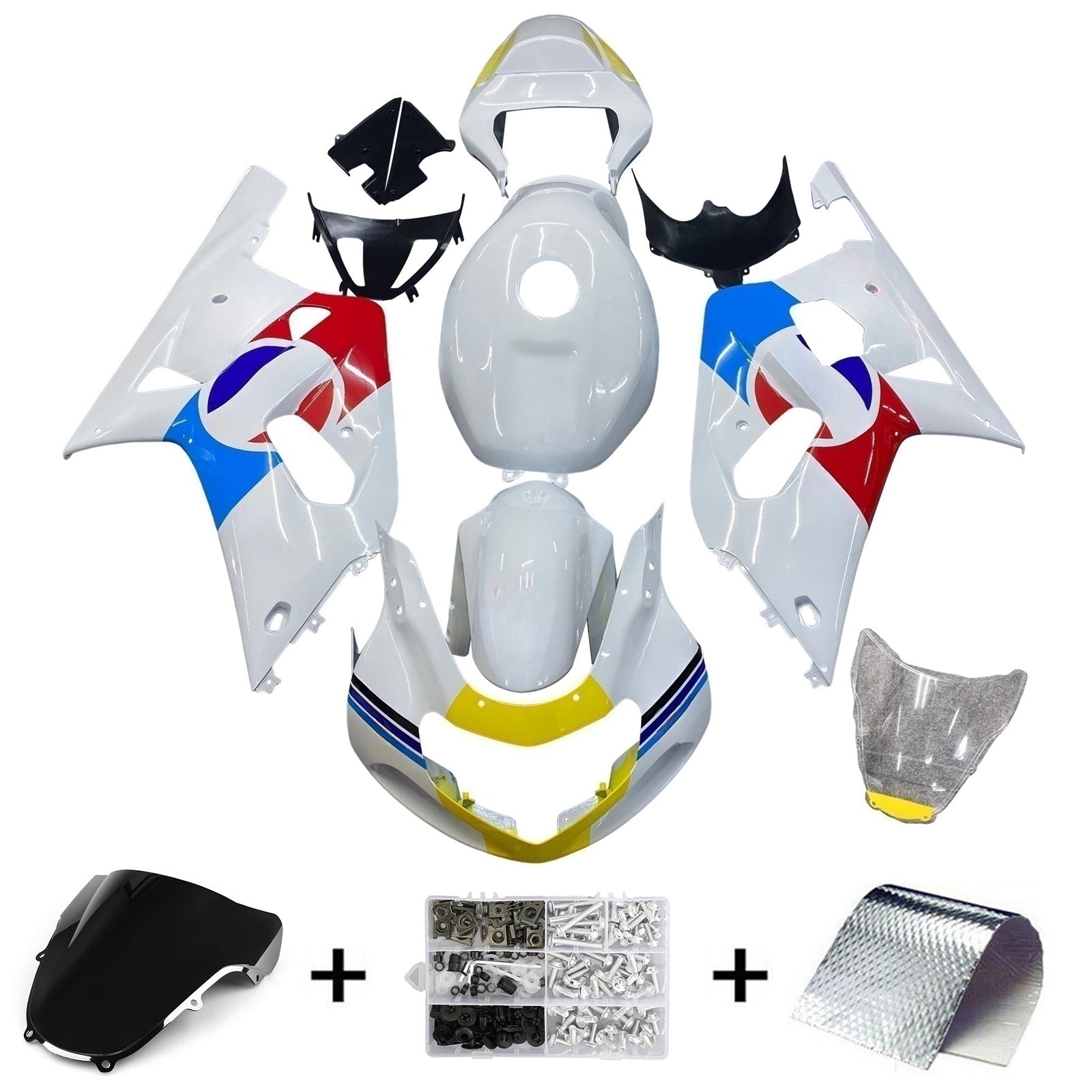 Amotopart Suzuki GSXR600 GSXR750 2001-2003 K1 Kit de carénage carrosserie plastique ABS
