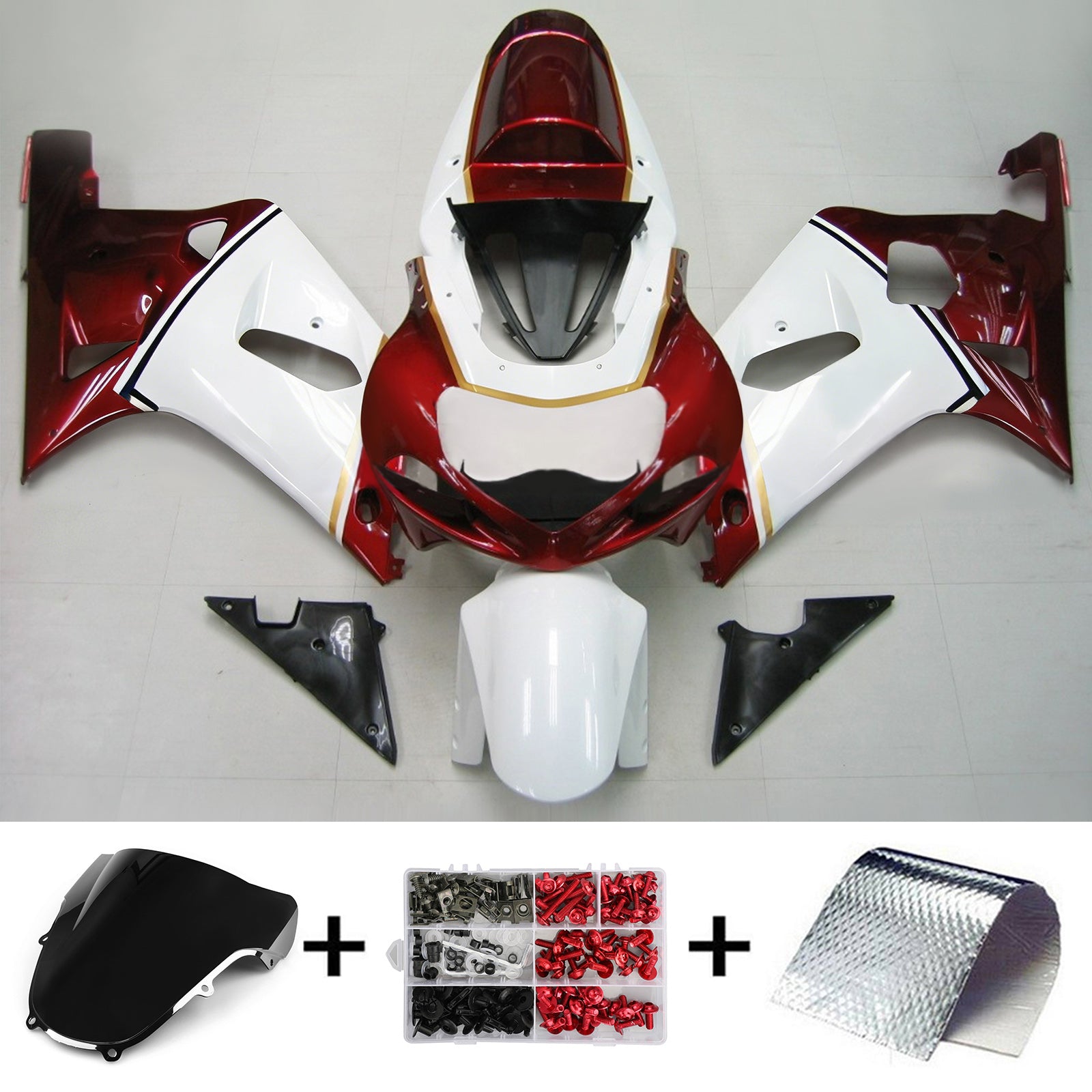Amotopart Suzuki GSXR600 2001-2003 Kit Carénage Carrosserie Plastique ABS