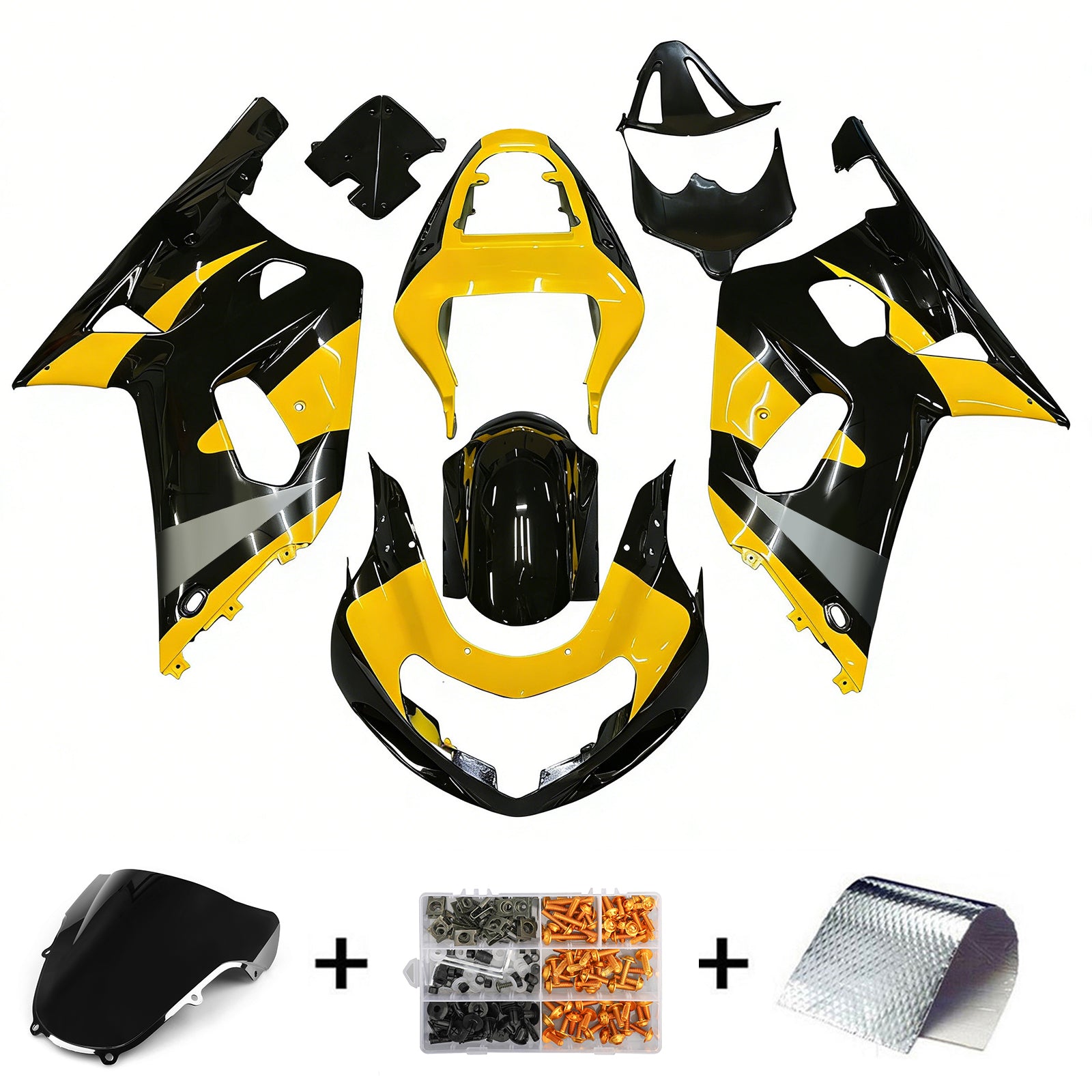 Carénages Amotopart 2001-2003 Suzuki GSXR 750 Noir &amp; Jaune GSXR Generic